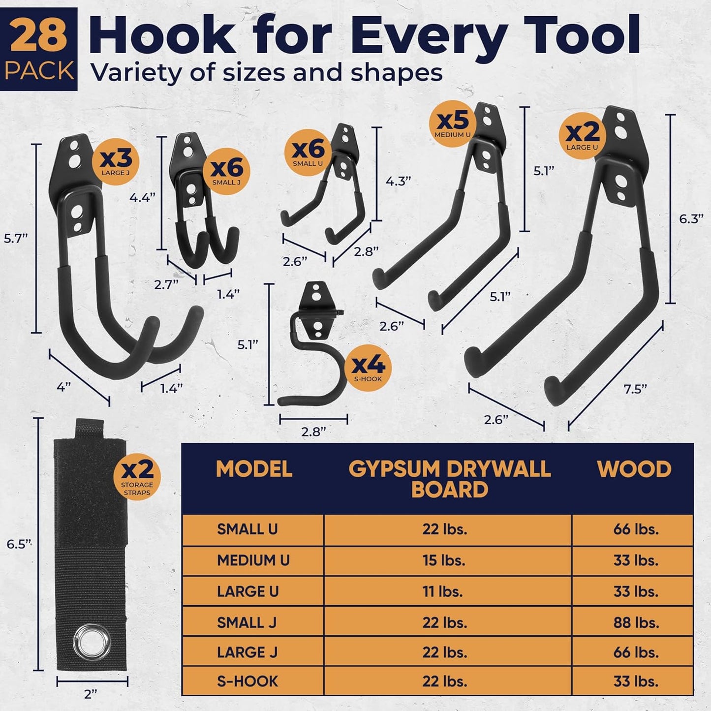 28 Pack Steel Heavy Duty Garage Hooks Storage Hooks with Anti-Slip Coating, Utility Garage Wall Mount Hanger and Organizer for Bikes, Ladder, Rope, Broom, Shovel and Garden Power Tools (28, Black)