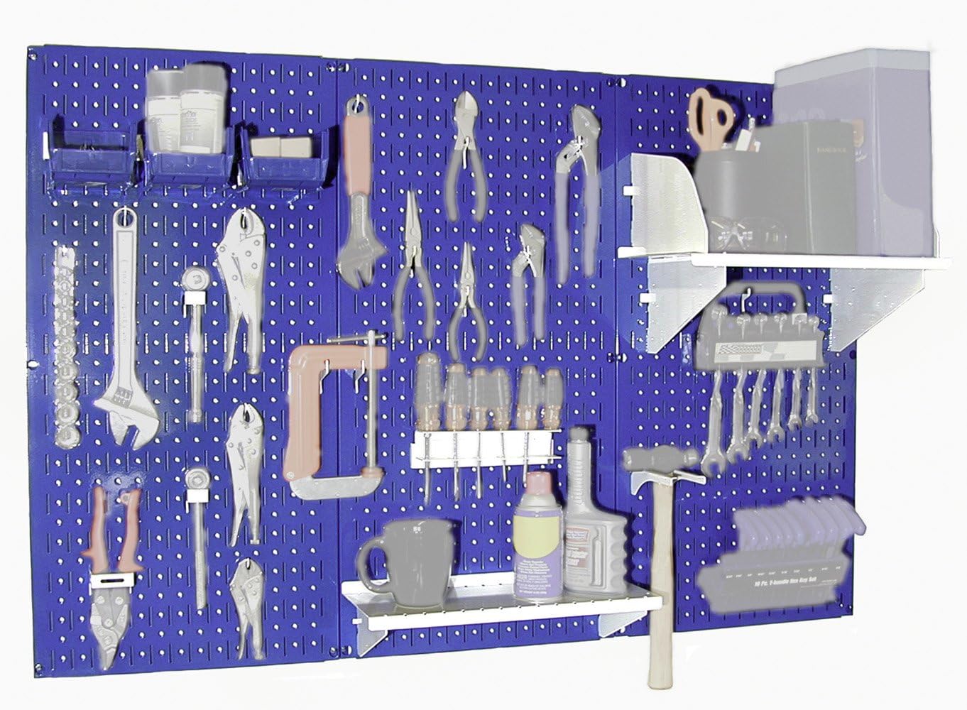 Wall Control 30-WRK-400BUW Standard Workbench Metal Pegboard Tool Organizer,Blue/White