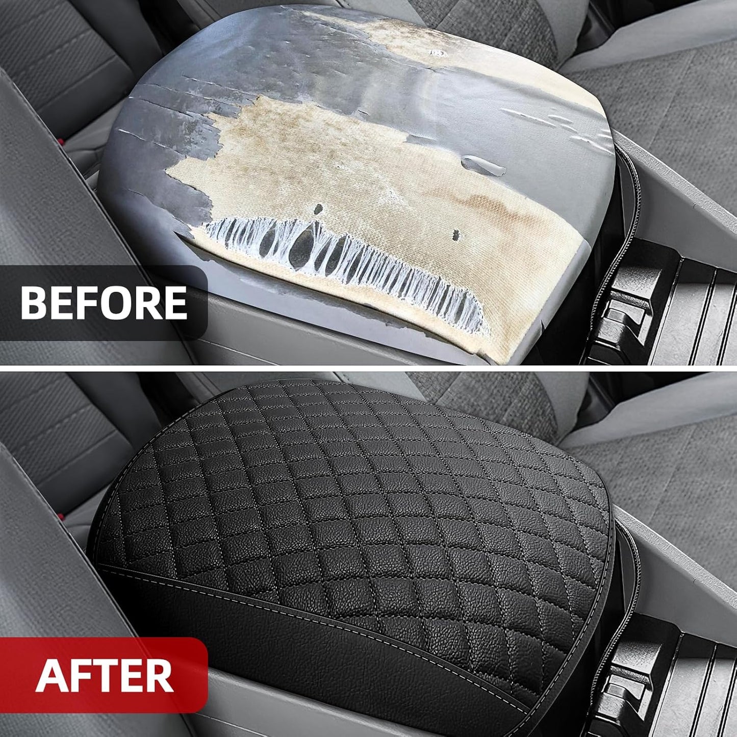 Center Console Cover Fit for 2009-2015 Pilot, Comfortable Armrest Cover Protector Customized Car Accessories, Well-Make PVC Leather Armrest lid Cover for 2009-2015 Pilot （Black）