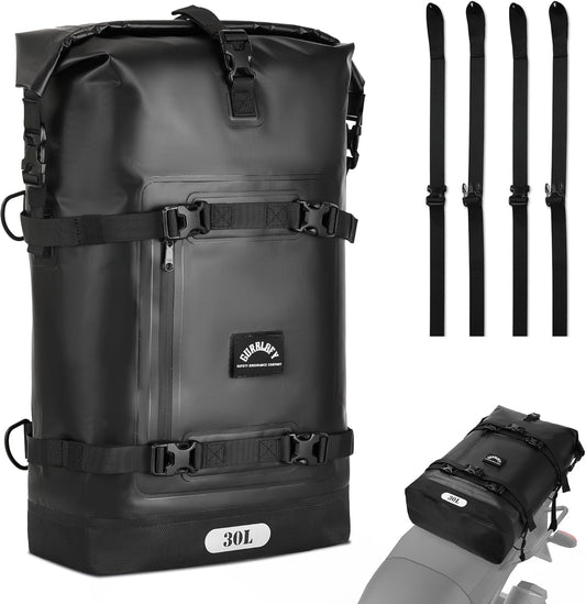 Motorcycle Tail Bag, 30L Waterproof Saddle Bag, 2 Size and 3 Color Options Motorcycle Travel Bag, PVC Luggage Bag, Rear Seat Bag, Classic Black GT-30BL