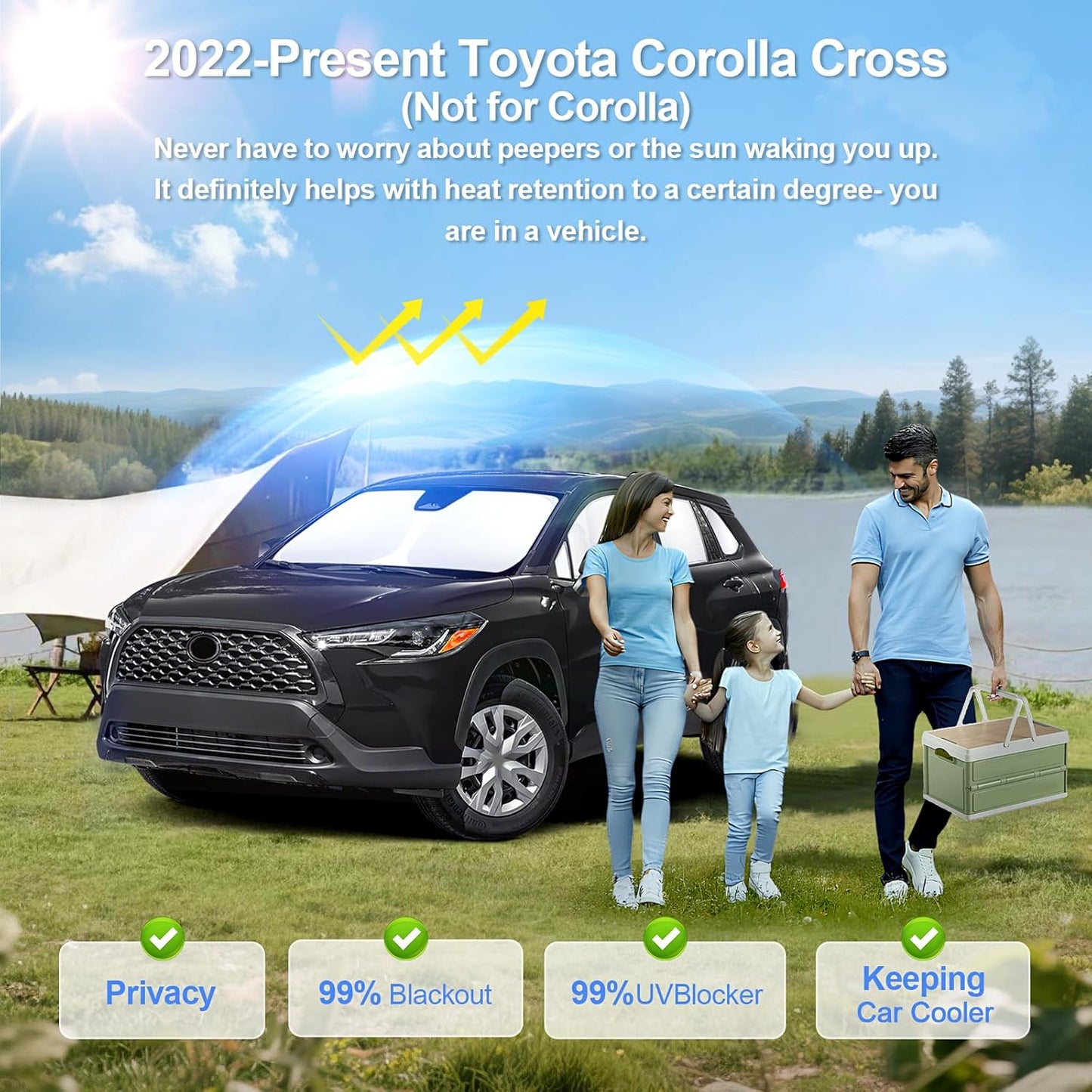 8pcs Car Window Shades for Toyota Corolla Cross2022-Present-Not Corolla Accessories,Windshield Side Rear Full Sunshade,Sun Visor UV Blocking, Privacy Protection and Blackout for Camping Outdoor