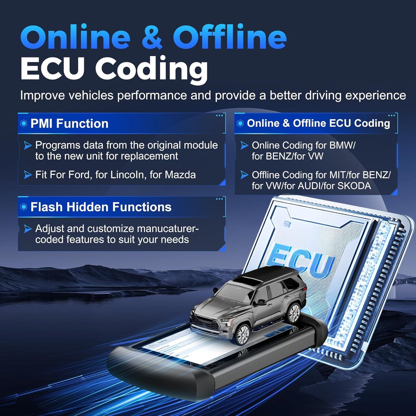 XTOOL IP819 V2.0 Bidirectional Scan Tool, 2025 Upgraded OBD2 Scanner with Active Test, PMI Function, 39+ Resets, ECU Coding, FCA AutoAuth, All Systems Scanner for Cars, 3-Year Update