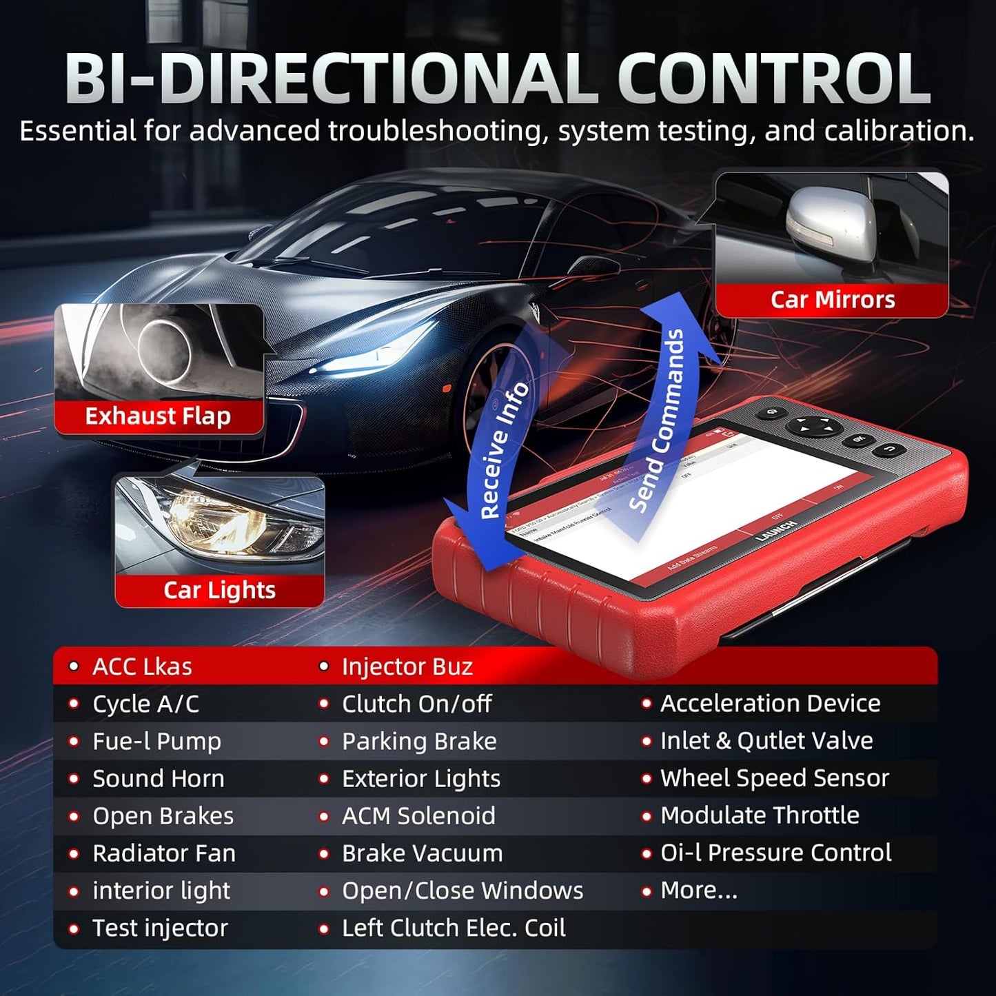 LAUNCH OBD2 Scanner CRP919X Lite, Active Tests & 32+ Reset Services Bidirectional Scan Tool, 2025 New with 2-Year Free Update, OE-Level Full System Scan Tool, ABS Bleeding, BMS/Oil Reset, Auto VIN