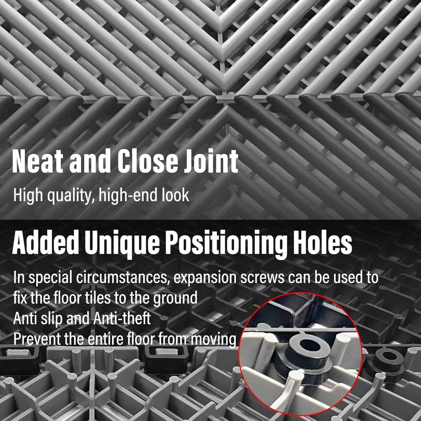 12 Pack 16"x16" Interlocking Garage Floor Tiles - Drainage Mats, Non-Slip, Heavy-Duty, Easy Install for Garage, Car Wash, Basement(Gray)