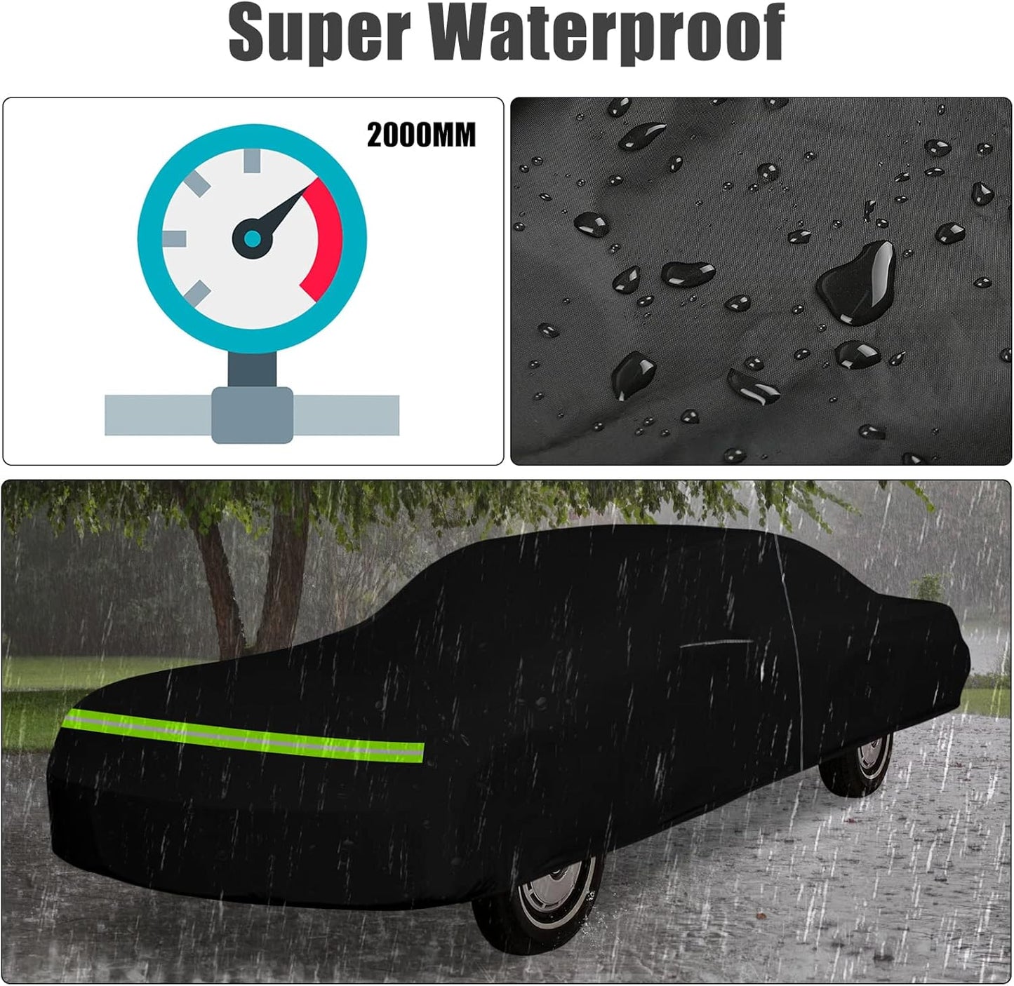 Waterproof Car Cover Compatible with Chevrolet Impala/Bel Air/Biscayne 1971-1976 2 & 4-Door Sedan/Couple/Hardtop 210T All Weather Classic Car Covers with Zipper Door for Snow Rain Protection