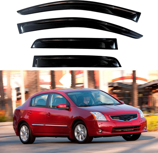 KPY Window Visor Compatible with Nissan Sentra 2007-2012, 4PC Rain Guard Side Window Vent Deflectors Tape-On Style, 2007 2008 2009 2010 2011 2012