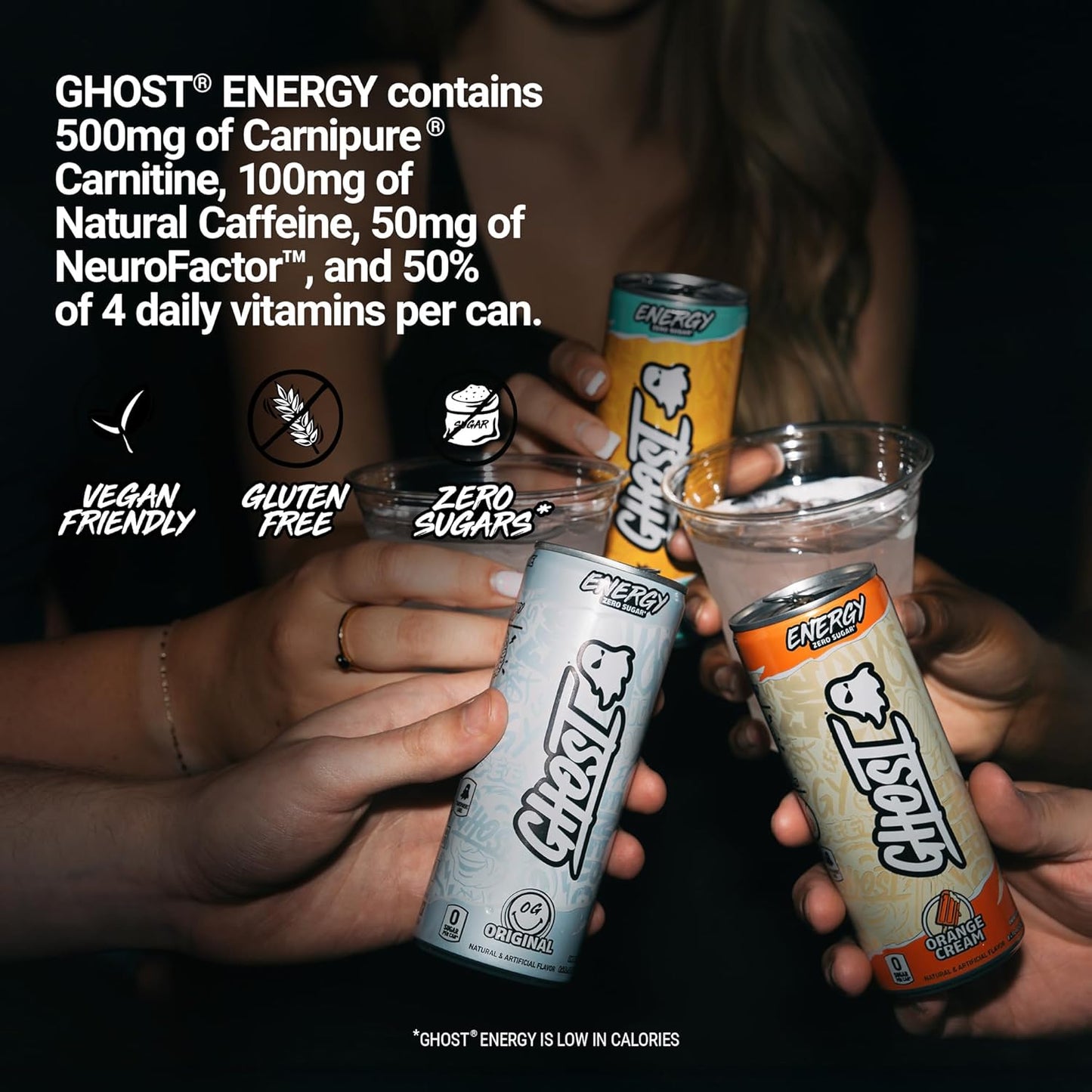 GHOST Energy Drink - 24-Pack, Tropical Mango, 8.4oz - Energy & Focus & No Artificial Colors - 100mg of Natural Caffeine, L-Carnitine & Taurine - Gluten-Free & Vegan
