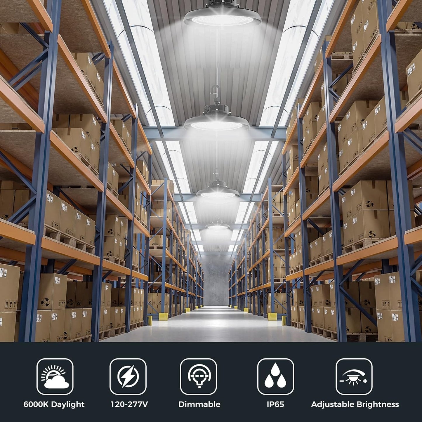 High Bay Lights LED UFO Light 240W LED Shop Lights 6000K IP65 Commercial Bay Lighting Fixture 43200 LM Super Bright, 5ft Cable Plug & Play for Warehouse Factory Garage Workshop Barn 18 Pack