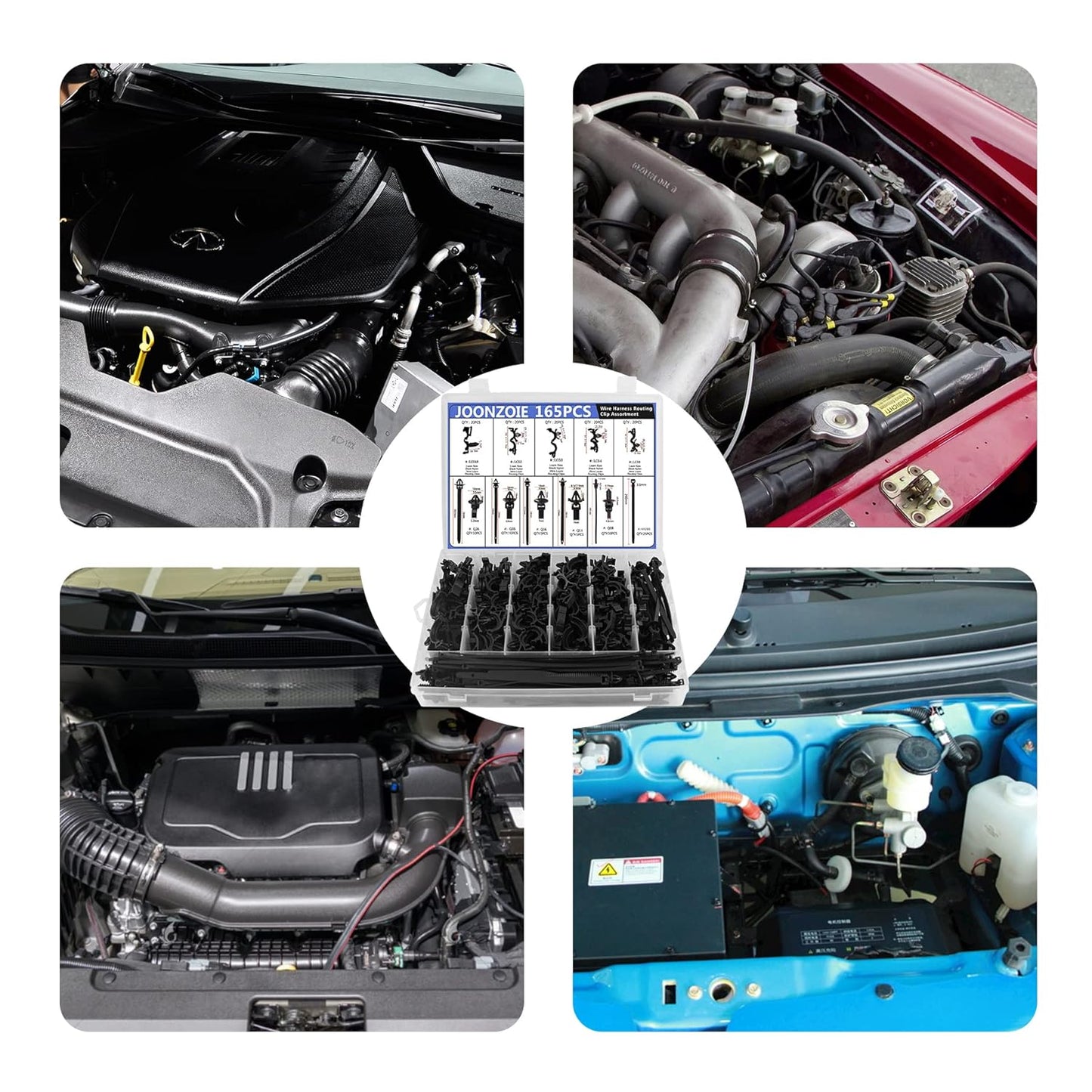 Car Harness Routing Clips 165PCS Assortment 11 Different Sizes Automotive Wire Routing Clips Replacement Parts for Honda GM Mazda Jeep Wrangler