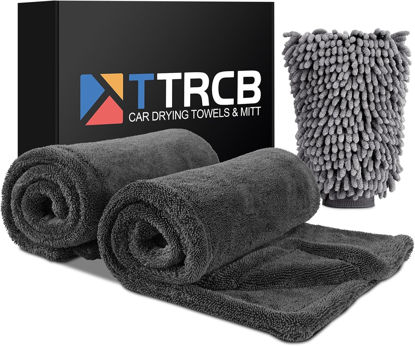 2 Pack Car Drying Towel, Microfiber Towels for Cars (36" x 24"), 1300 GSM Ultra-Absorbent, Streak Free, Premium Double Twisted-Loop Drying Towels Car Detailing with Car Wash Mitt for SUV, RV, Truck