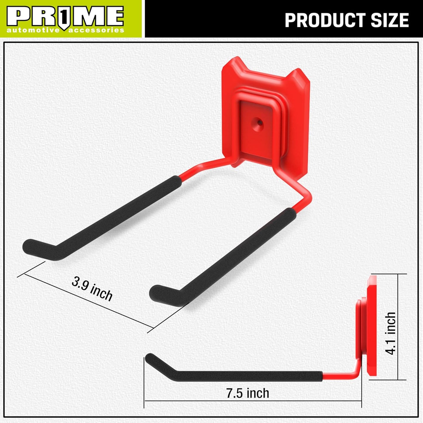 Prime 1 PR1ME Heavy Duty Wall Mount Hook, 7.5 inch Utility Wall Storage Hook - Garage Storage Organization Tool Hanger for Bike, Ladder, Yard Tools