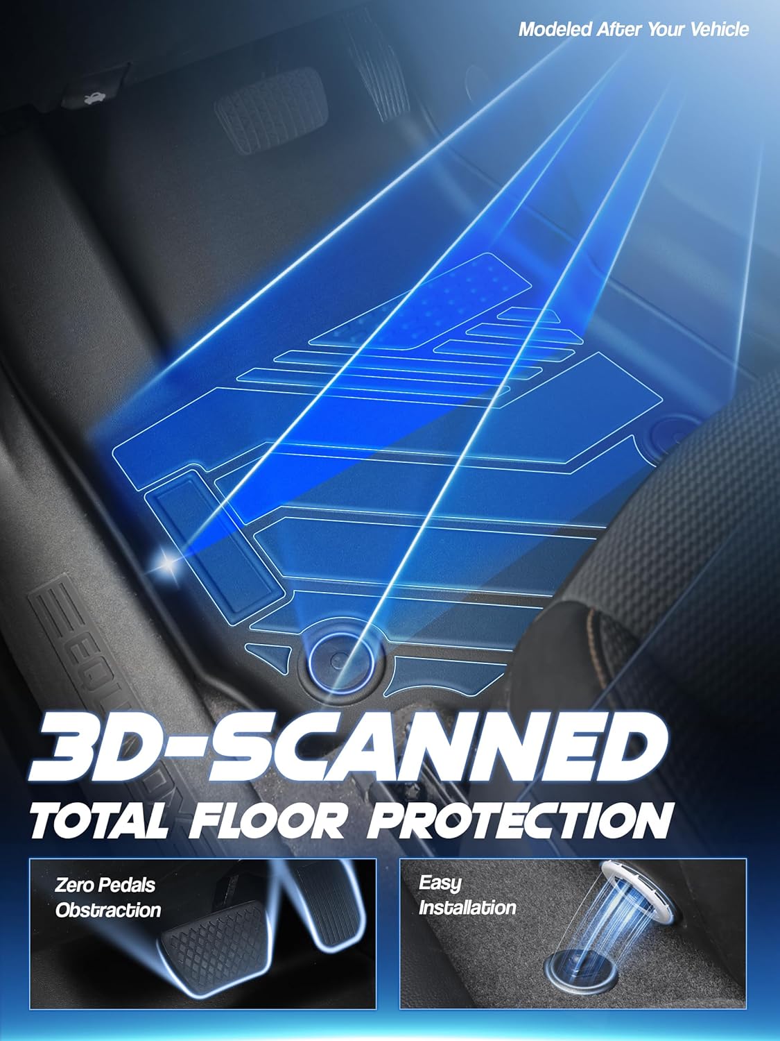 Car Floor Mats for 2018-2024 Chevrolet Equinox/GMC Terrain (Not for EV) Accessories,TPE All Weather Protection Floor Mats,Custom Fit 1st&2nd Row Car Floor Liners Set,Heavy Duty Accessories,Black