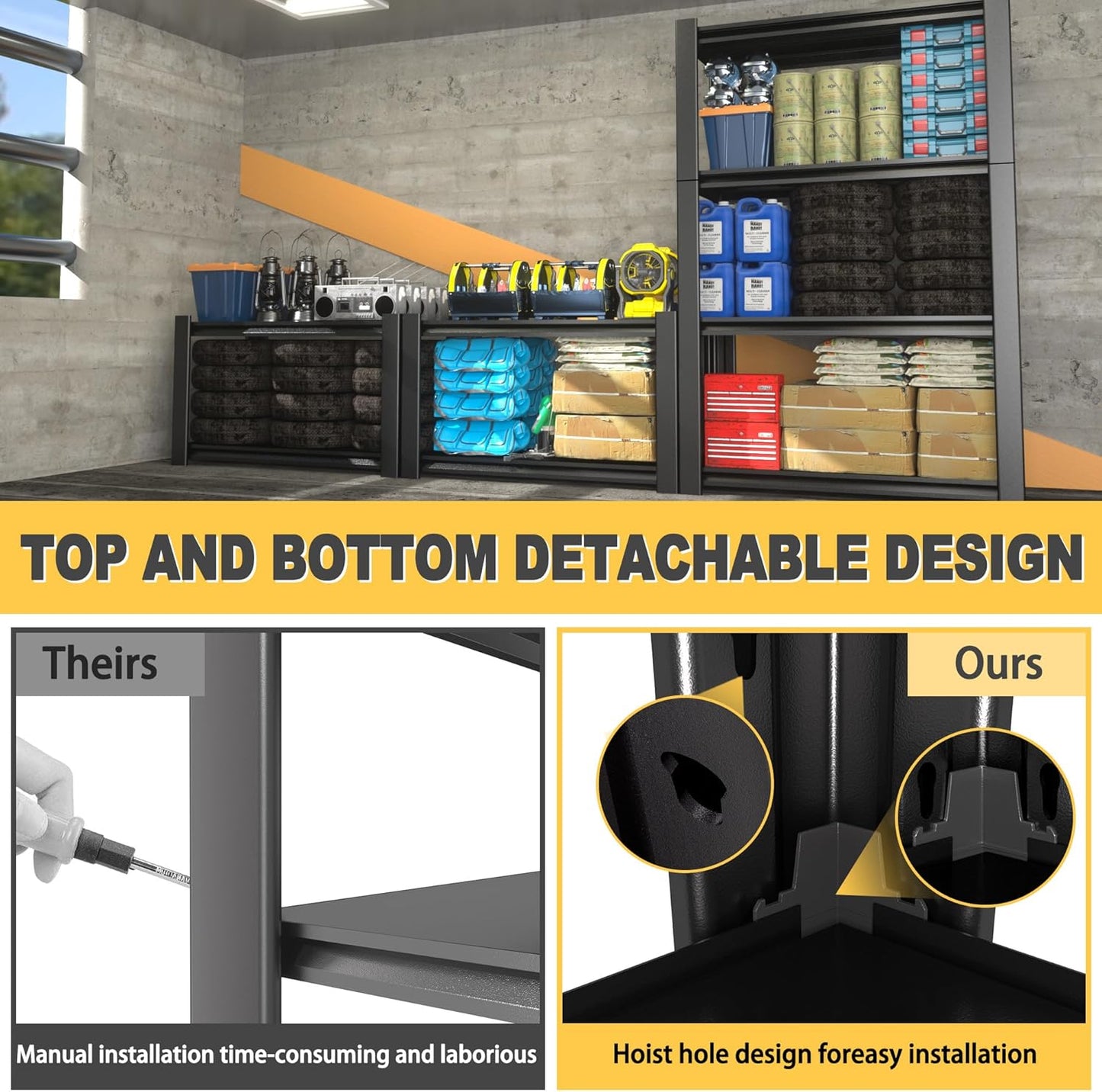 60" H x 40" W x 20" D 4-Tier Heavy Duty Garage Shelving Unit, 2000 LBS Capacity Metal Storage Rack,Adjustable Steel Shelves for Garage, Warehouse, Basement, Pantry, Workshop.3 Pack