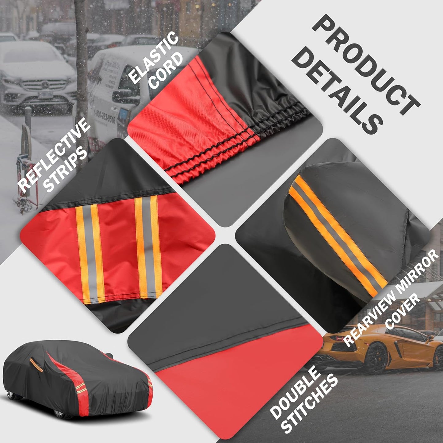 Car Cover Automobiles Waterproof All Weather for for Sports Coupe,Universal Fit Audi TT, BMW Z4, Porsche 718 Boxster Cayman, Nissan 350Z/370Z, Subaru BRZ, Mazda RX-7 etc(See Size Chart)