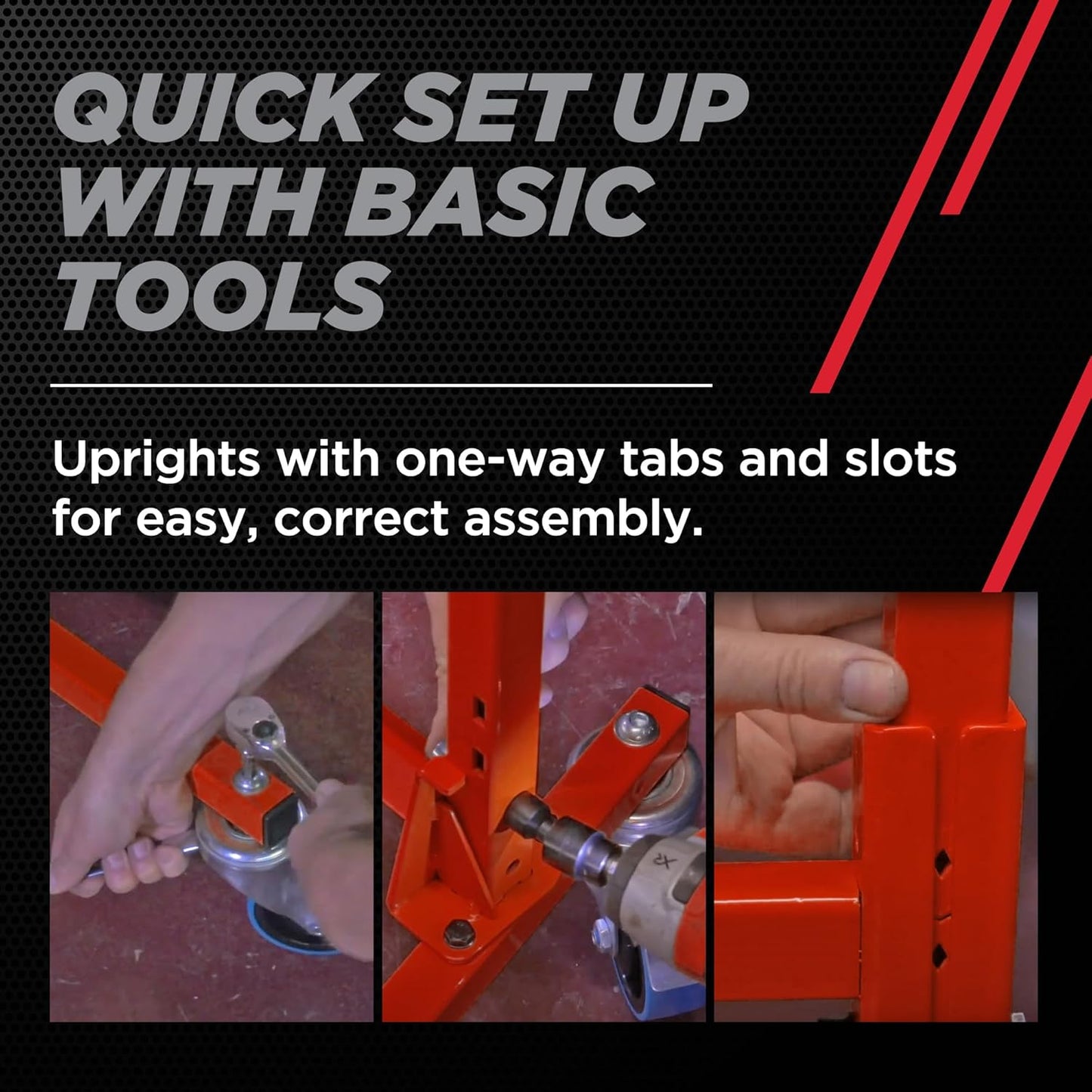 Champ® Parts Caddy Pro™ Auto Body Parts Rack Option 1 with Wheels, All-Steel Cart for Repair Shops and Garages, Locking Casters, 150 lb Capacity Per Shelf, Adjustable Shelves, Powder Coated - Red