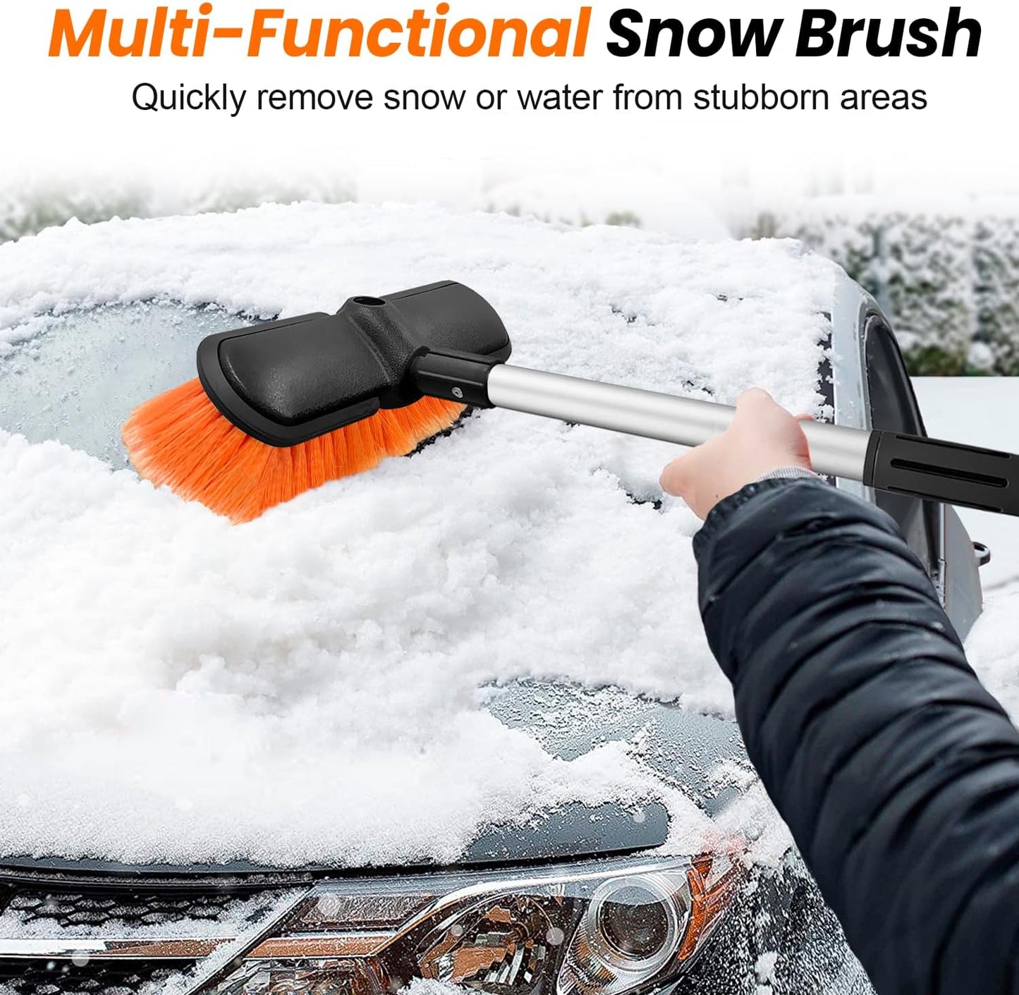 65" Car Wash Brush with Extension Pole, Car Wash 10” Dip Soft Brush, No Scratch Car Cleaning Brush Supplies for RV Boat Truck SUV, House Siding, Snow, Floors, Extension Aluminum Alloy