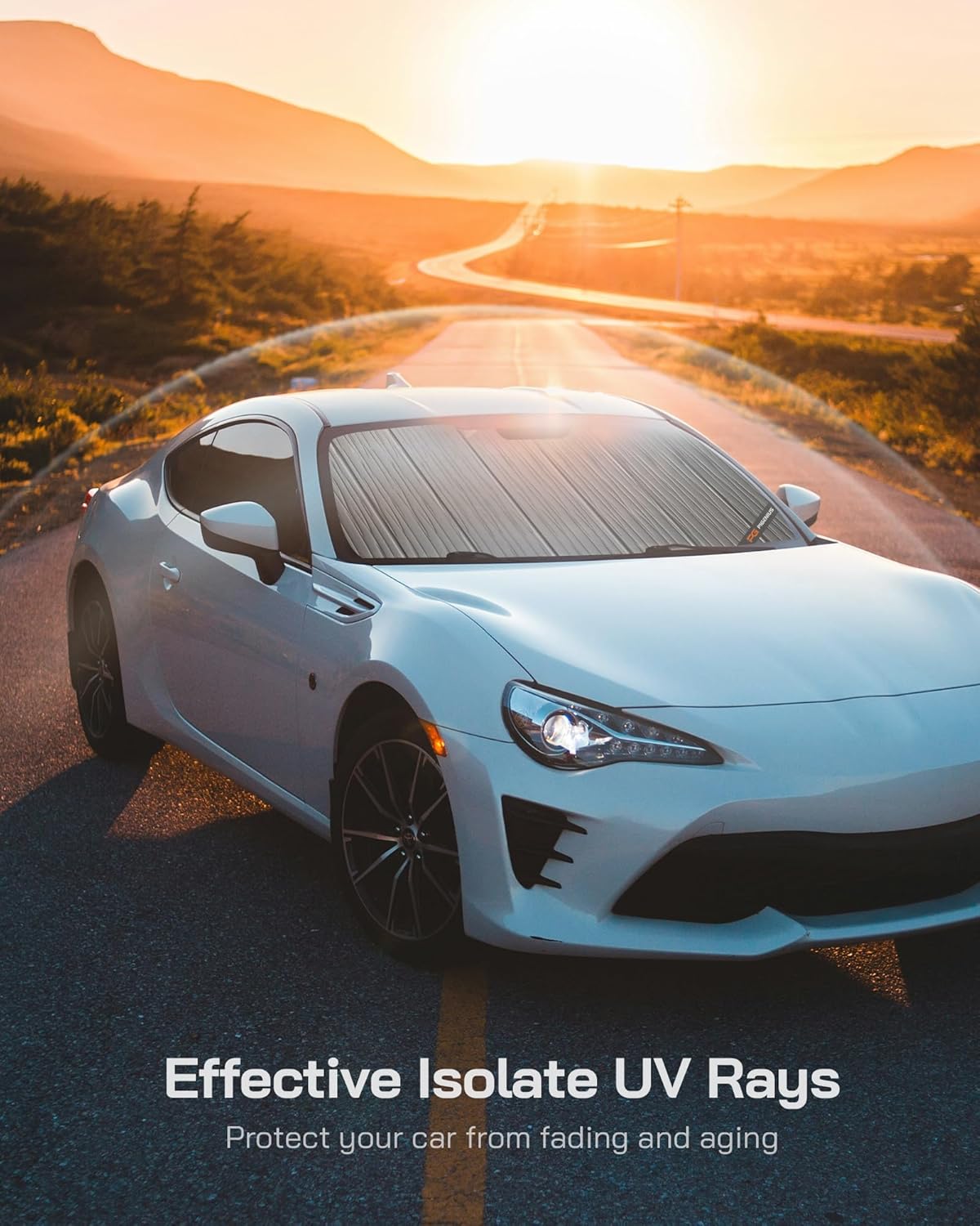 Windshield Sun Shade for Kia Forte 2019-2024,Front Window Sunshade Shield, 2-in-1 Reflective Sun Shade,Silver for Summer, Black for Winter