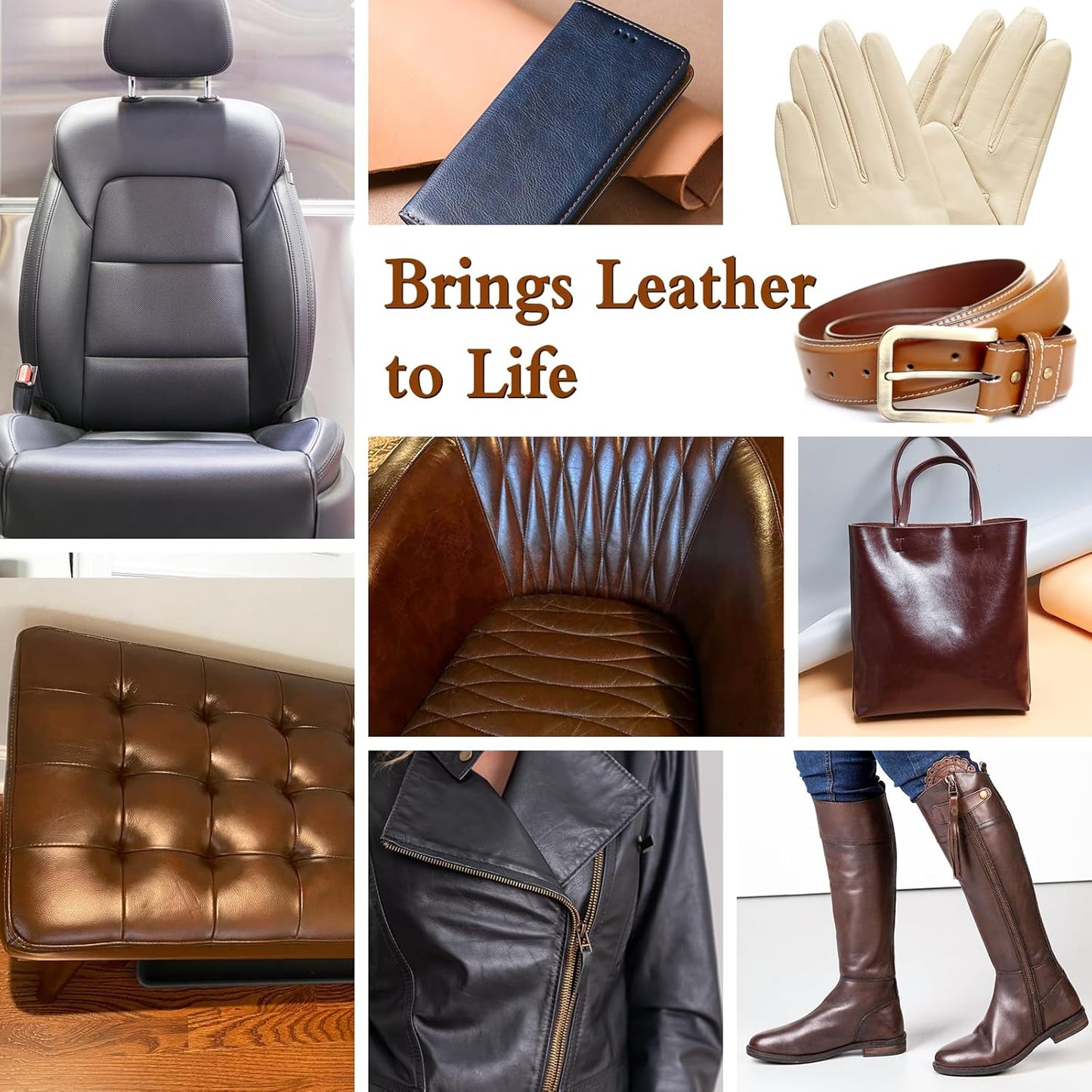 Leather Recoloring Balm Medium Brown Dye Vinyl Car Interior Leather Boat Seat Paint Furniture Couch Recliner Chair Boot Jacket Shoe Bag Purse Belt Color Restorer Fading Stain Scratch Remover Repair