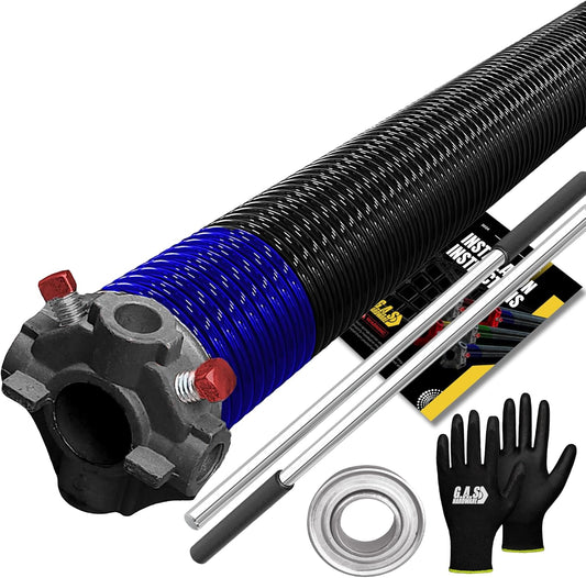 Garage Door Torsion Spring 262x1.75x38 Includes 1” Steel Bearing, Gloves, Manual, and Winding Bars for Right Side of Garage Door Precision E-Coating 5-Year Warranty Min. 30,000 Cycles (Black Cone)