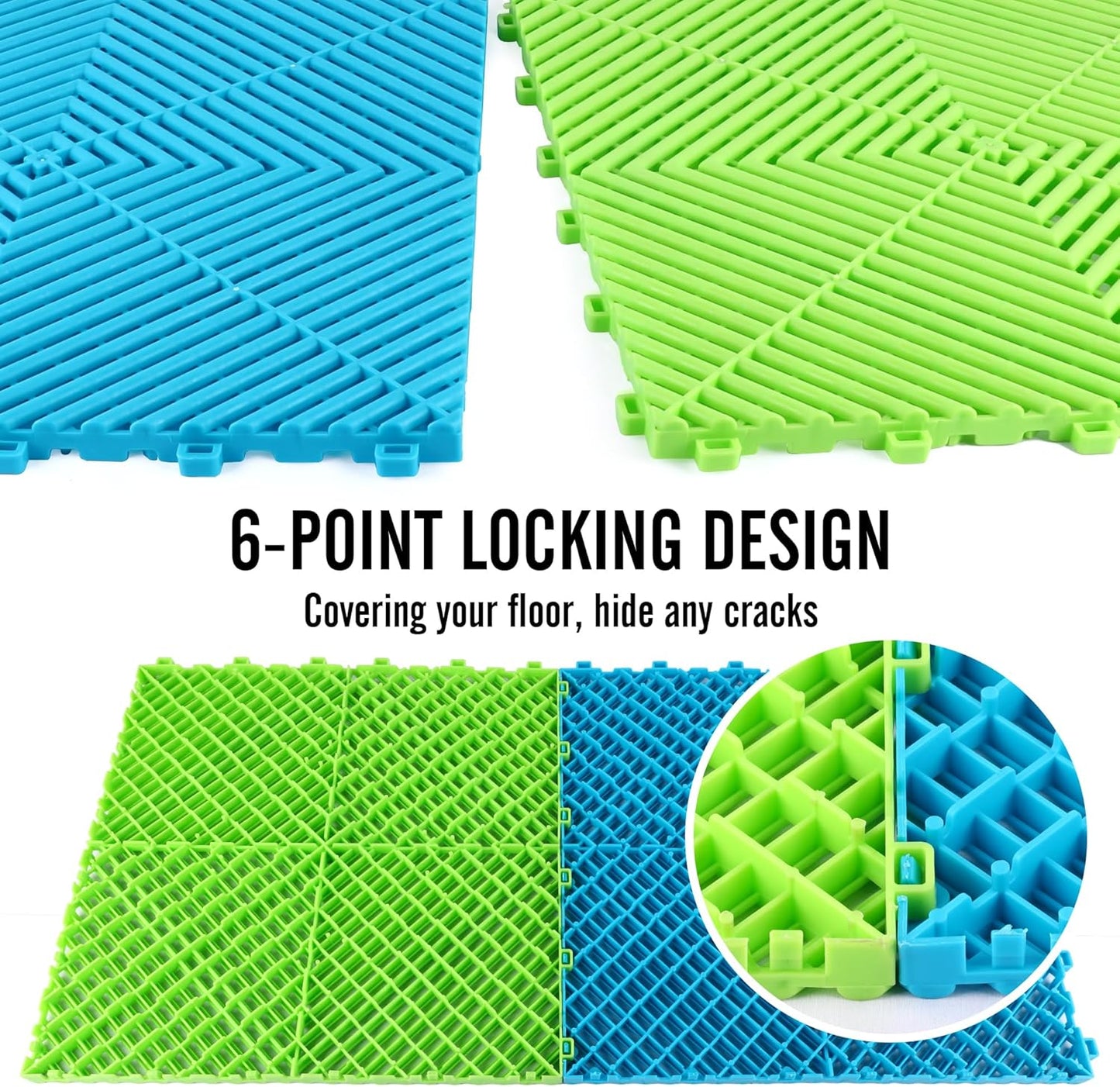 15.7"x15.7" Garage Flooring Tiles, Non-Slip Interlocking Plastic Garage Floor Mat, Garage Organization & Garage Storage, Vented Pattern (Sublime, 25PCS)