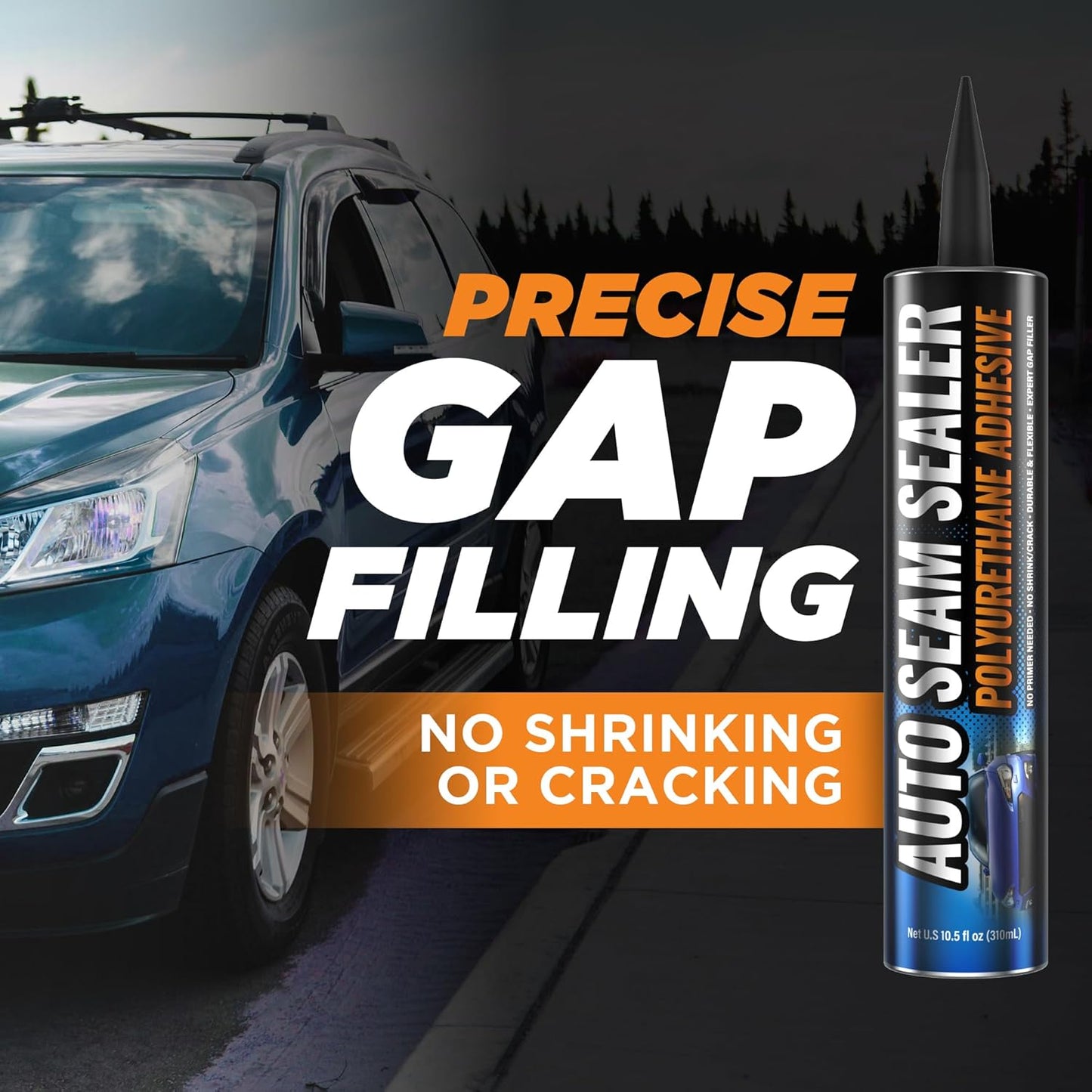 [Black] 2 Pack Professional Automotive Seam Sealer, Paintable Quick-Set Polyurethane Auto Body Seam Sealer for Metal Surfaces of Cars, Trucks, Etc, Includes Gloves & Tip - Black RV Roof Sealant