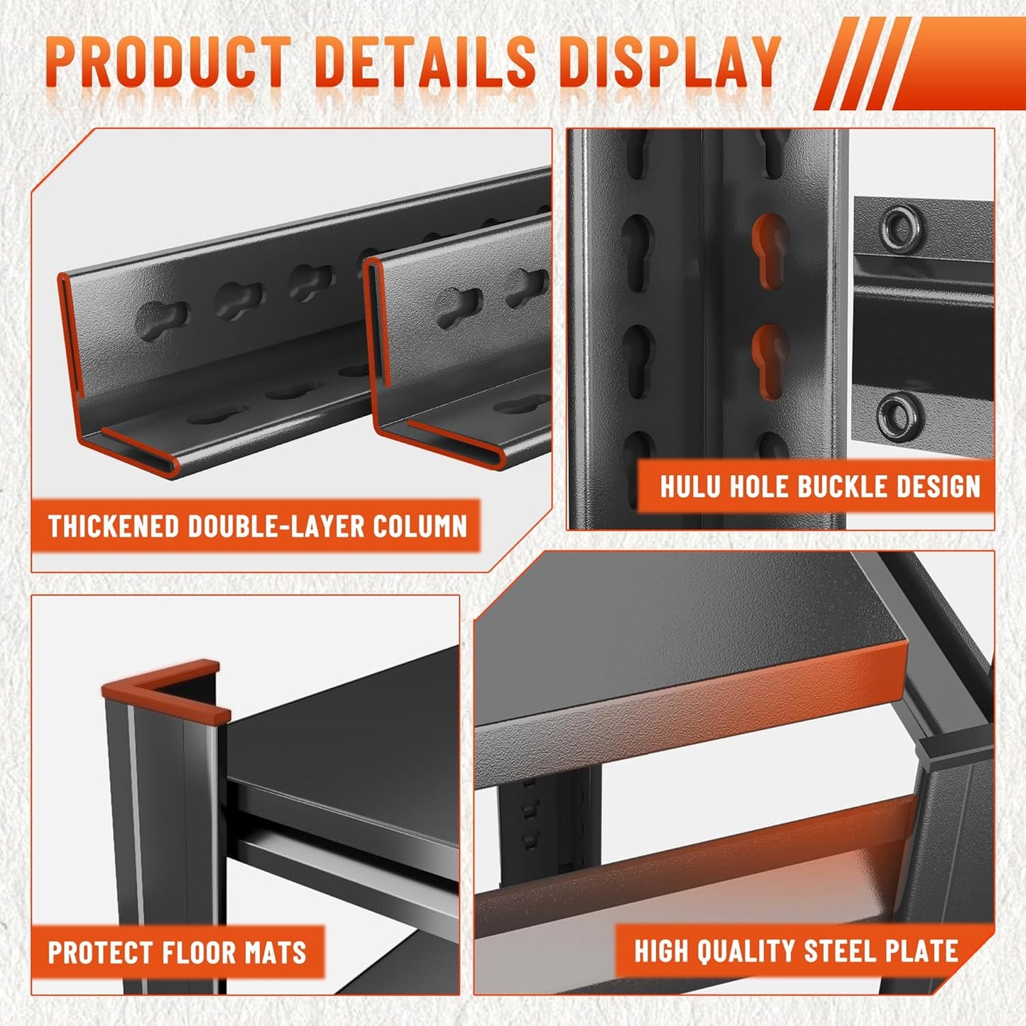 Heavy Duty 5-Tier Shelving Unit 3000LBS Capacity - Adjustable Steel Garage Shelves for Warehouse, Basement Storage(77''H x 35.4''W x 13.8''D)