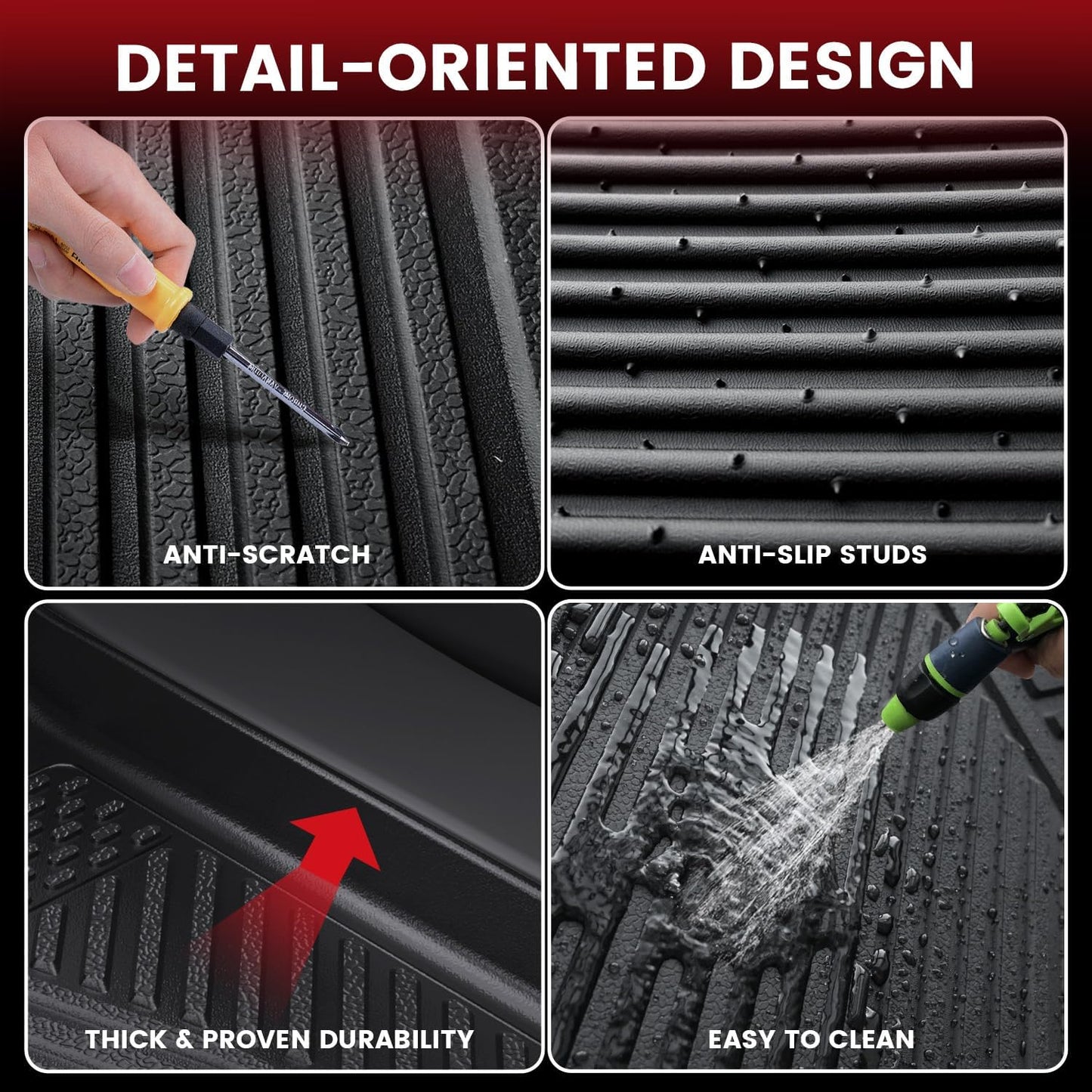 LASFIT Floor Mats&Trunk Mat for Toyota Highlander 2014-2019(Not for Hybrid), All Weather TPE Mats Floor Liner for Highlander LE/Limited/SE/XLE, Black(Not fit 2nd Row Bench Seating).