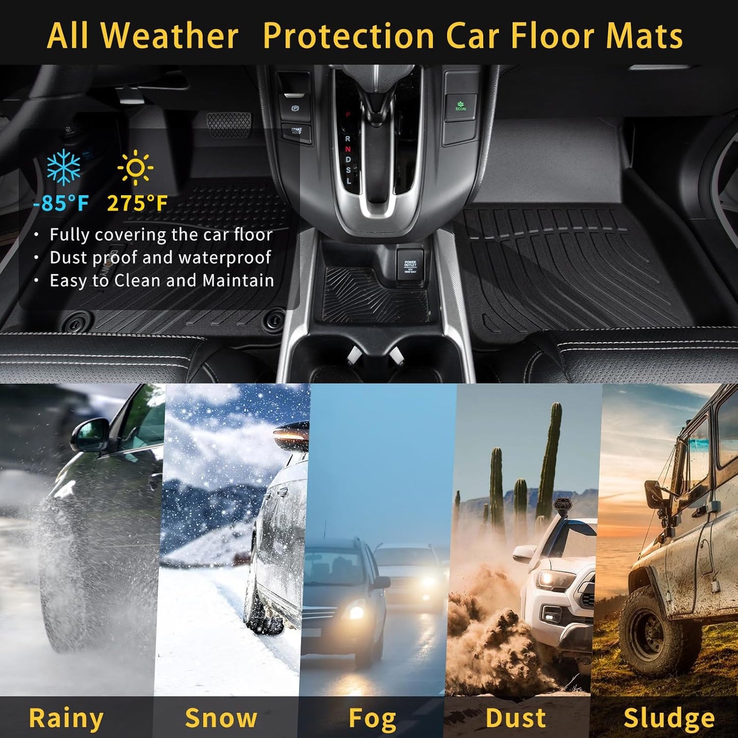 GINOWY-Floor Mats & Cargo Liner for Nissan Armada 2025 &Infiniti QX80 2025 with Bucket Seating All Weather Armada Floor Mat Non-Slip Backrest Mat Trunk Mat Waterproof Floor Liners Accessories Black