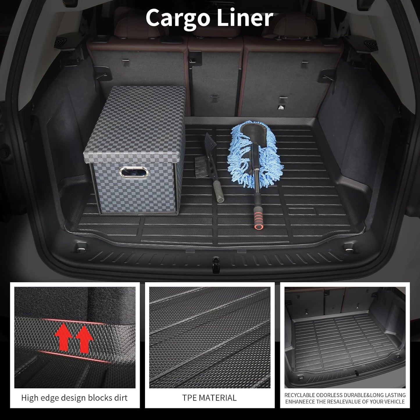 Floor Mats and Cargo Liner Set Fit for Benz GLC 300 GLC 350e GLC 43 AMG (Not for Coupe) 2023-2025 TPE Car Mats All Weather Protection Trunk Liner Custom Accessories