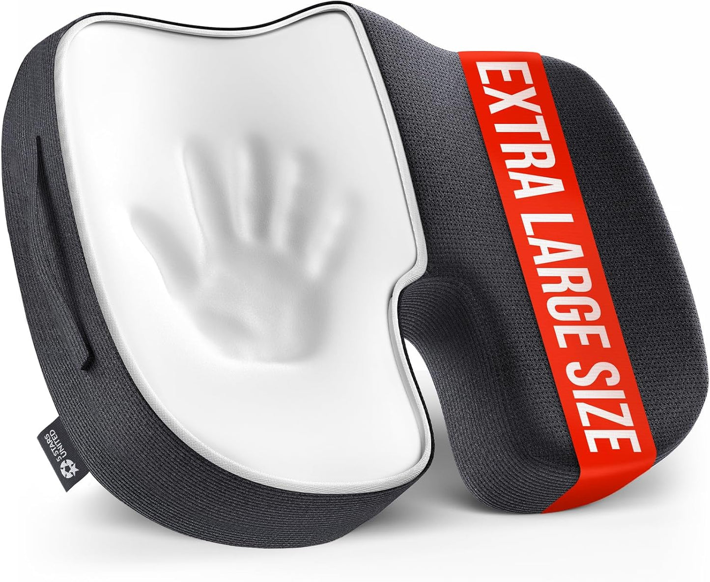 5 STARS UNITED Seat Cushion for Tailbone Pain Relief – Large Memory Foam Lifting Pillow for Coccyx, Hip, Sciatica & Post-Surgery Recovery – Wheelchair, Car, Desk, Gaming & Office Chairs, Black