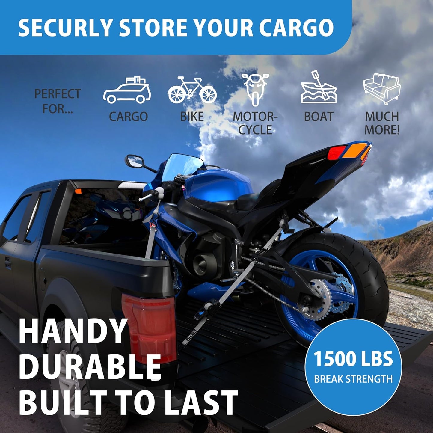 HandT USA Based Retractable Ratchet Straps (2PK) 1in x 6ft - 1,500lb Break Strength, Heavy Duty Automatic Ratchet Straps Self Retractable Tie Down, Push Button Retracting Truck Trailer Cargo | Gray