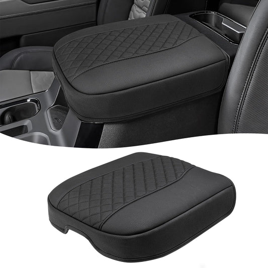 Center Console Cover for Chevy Silverado & GMC Sierra 1500 Accessories 2019-2025, Tahoe & Suburban & Yukon 2021-2025, Vinyl Car Armrest Protector, Floor Console Bucket Seat Only, Anti-Scratch, Black