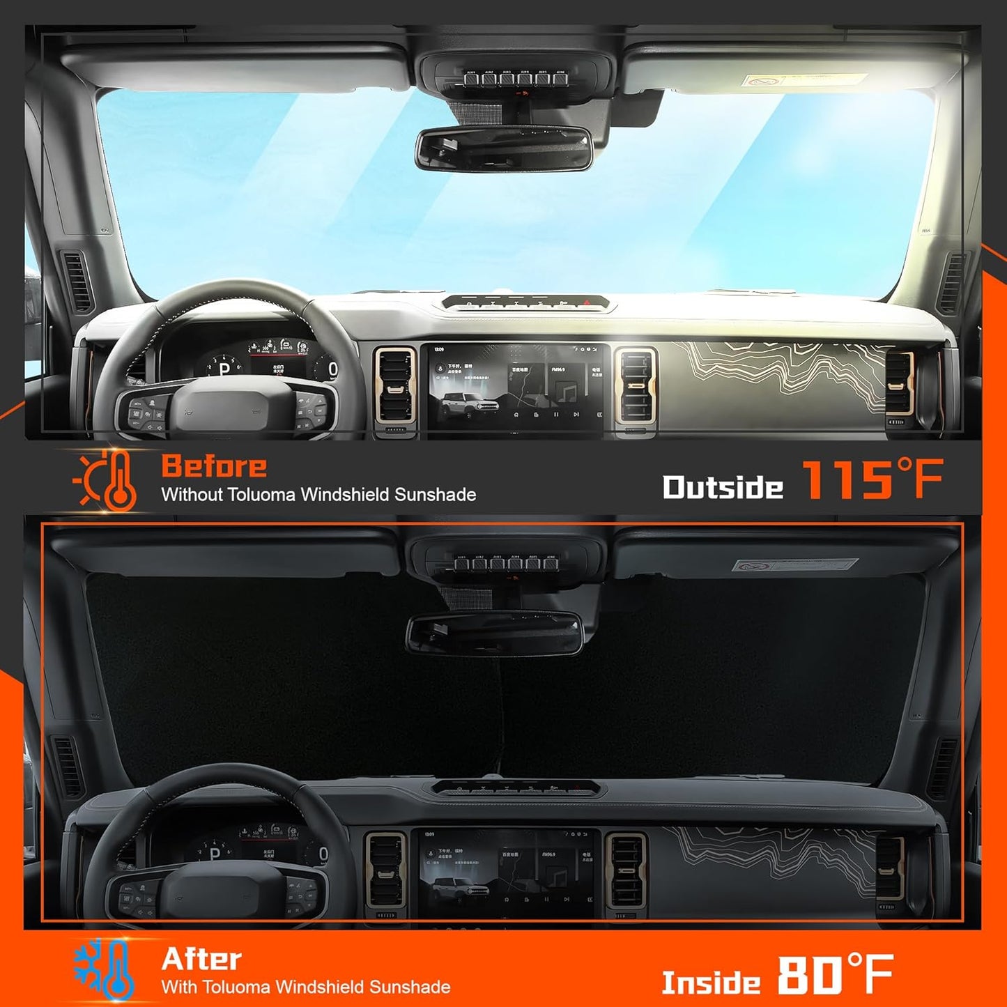 Custom Fit Windshield Sun Shade for Ni-ss-an Rogue 2021-2025 - Full Coverage, 210T Reflective Fabric, Double-Layer Design - Blocks 99% UV Rays, Keeps Car Cool, Easy to Install and Store