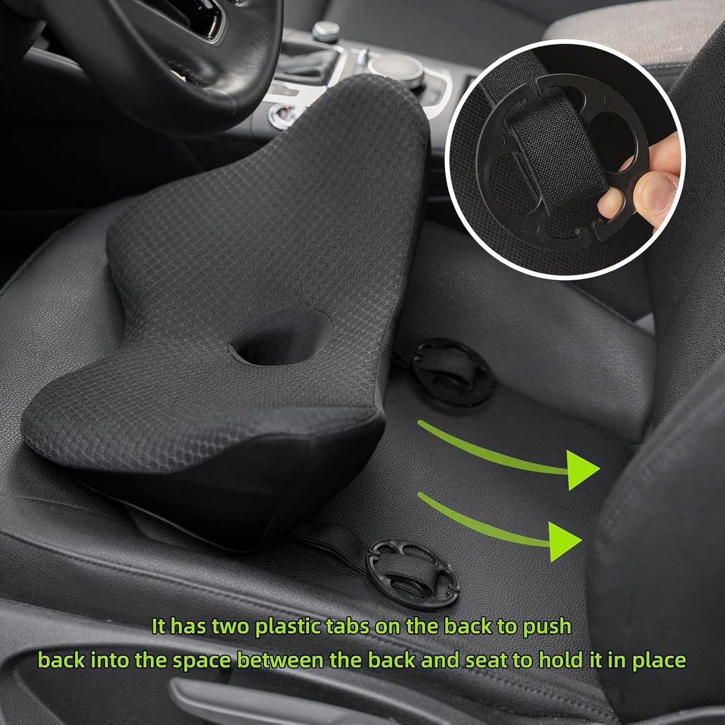 Lumbar Support Pillow for Car, 2 in 1 Memory Foam Lower Back Support Cushion, Fill Bucket Seat and Sciatica Pain Relief Pillow, Back Support Pillow for Car, Office Chair, Wheelchair.