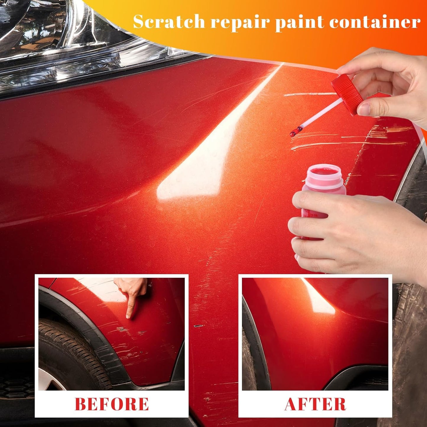 Mumufy 60 Pcs Touch up Paint Bottles with Brush and Lid Empty Touch up Bottle with Mixing Balls 2 oz Fluid Capacity Leftover Paint Container for Car Scratches Repair (Red)