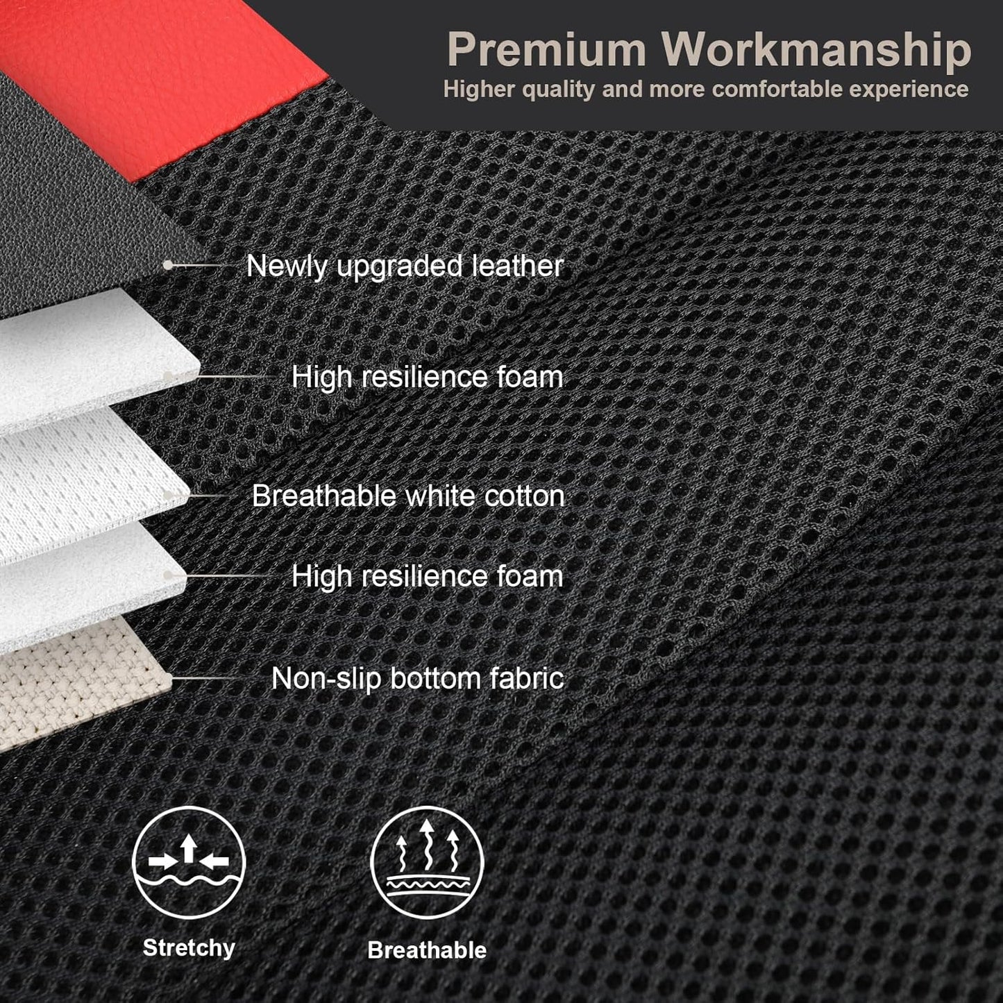 GIANT PANDA Front Seat Cover for Nissan, 3D Air Mesh Car Seat Covers Custom Fit Nissan Rogue Altima Sentra Versa Kicks Frontier Murano Pathfinder Maxima (Red) 2-Pack