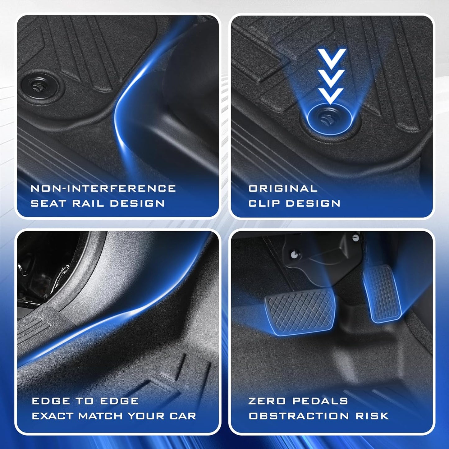 Car Floor Mats for Ford Mustang Mach-E 2021-2024 2025 Accessories,TPE All Weather Protection Floor Mats,Custom Fit 1st&2nd Row Car Floor Liners Set,Heavy Duty Accessories,Black