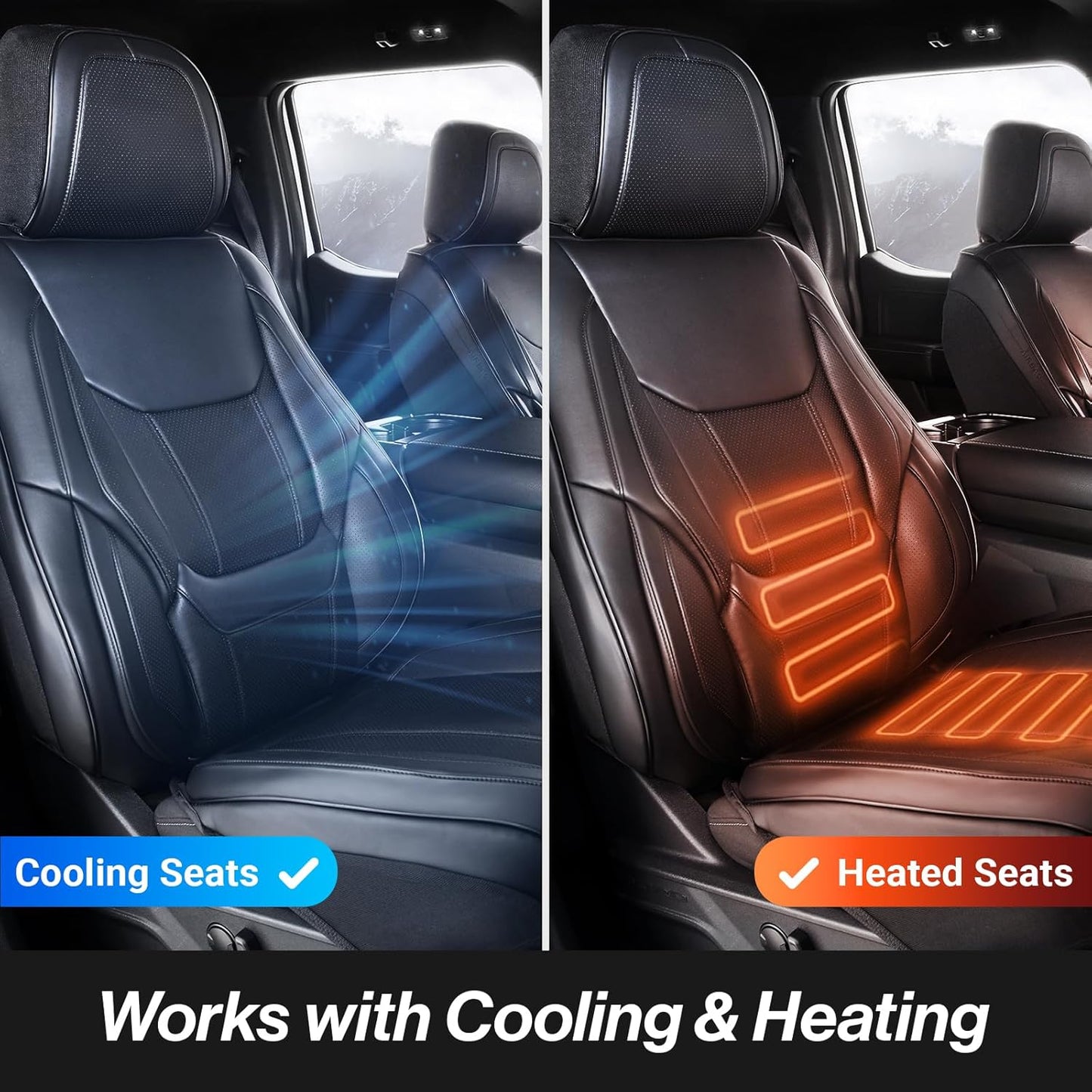 Coverland Custom Car Seat Covers Compatible with 2019-2025 RAM 1500 Quad Cab - Premium Leather Non-Slip Memory Foam Waterproof Cover Interior Protector Full Set-Black [See Size Chart-Size X123]