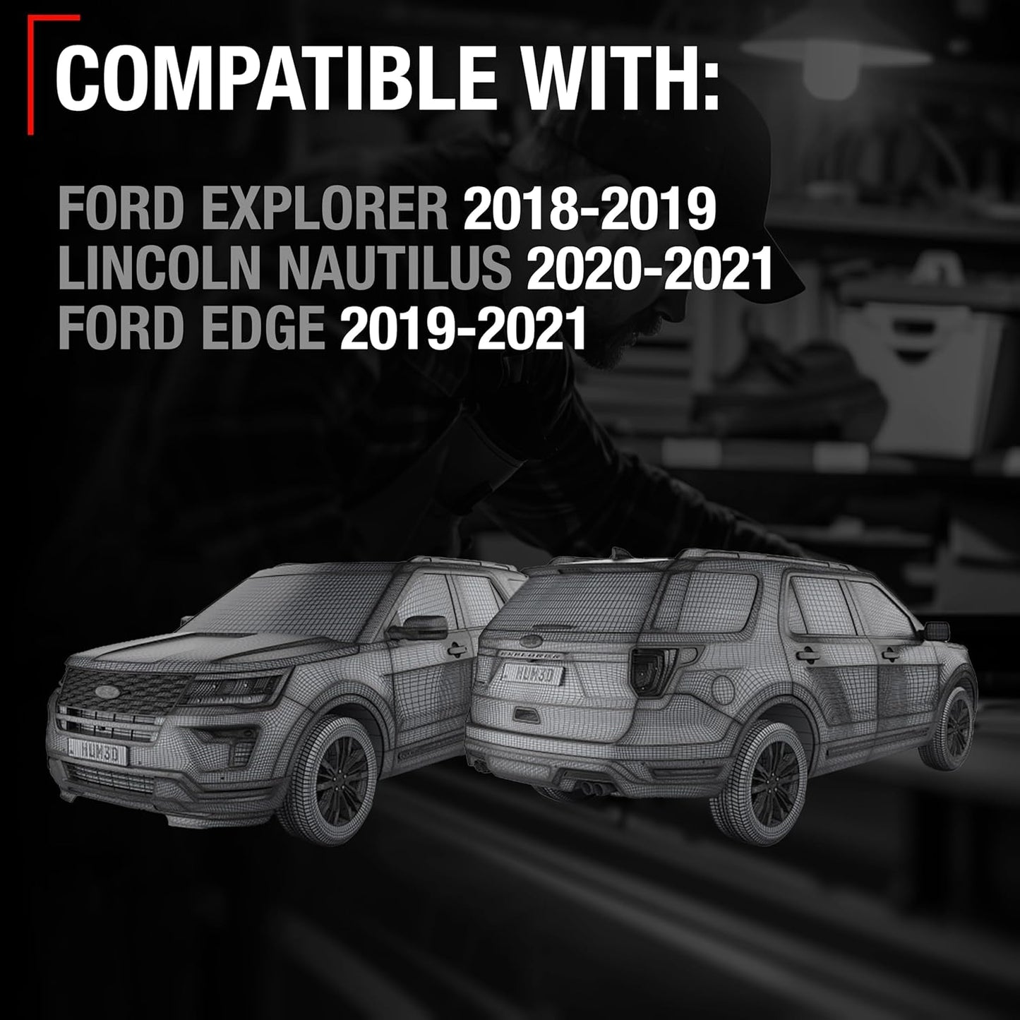 T1A Car Parking Sensors - Compatible with 2018-2019 Ford Edge, 19-21 Ford Explorer; 20-21 Lincoln Nautilus - Front/Rear Backup Reverse Parking Assist Kit - OEM HU5Z15K859AAT