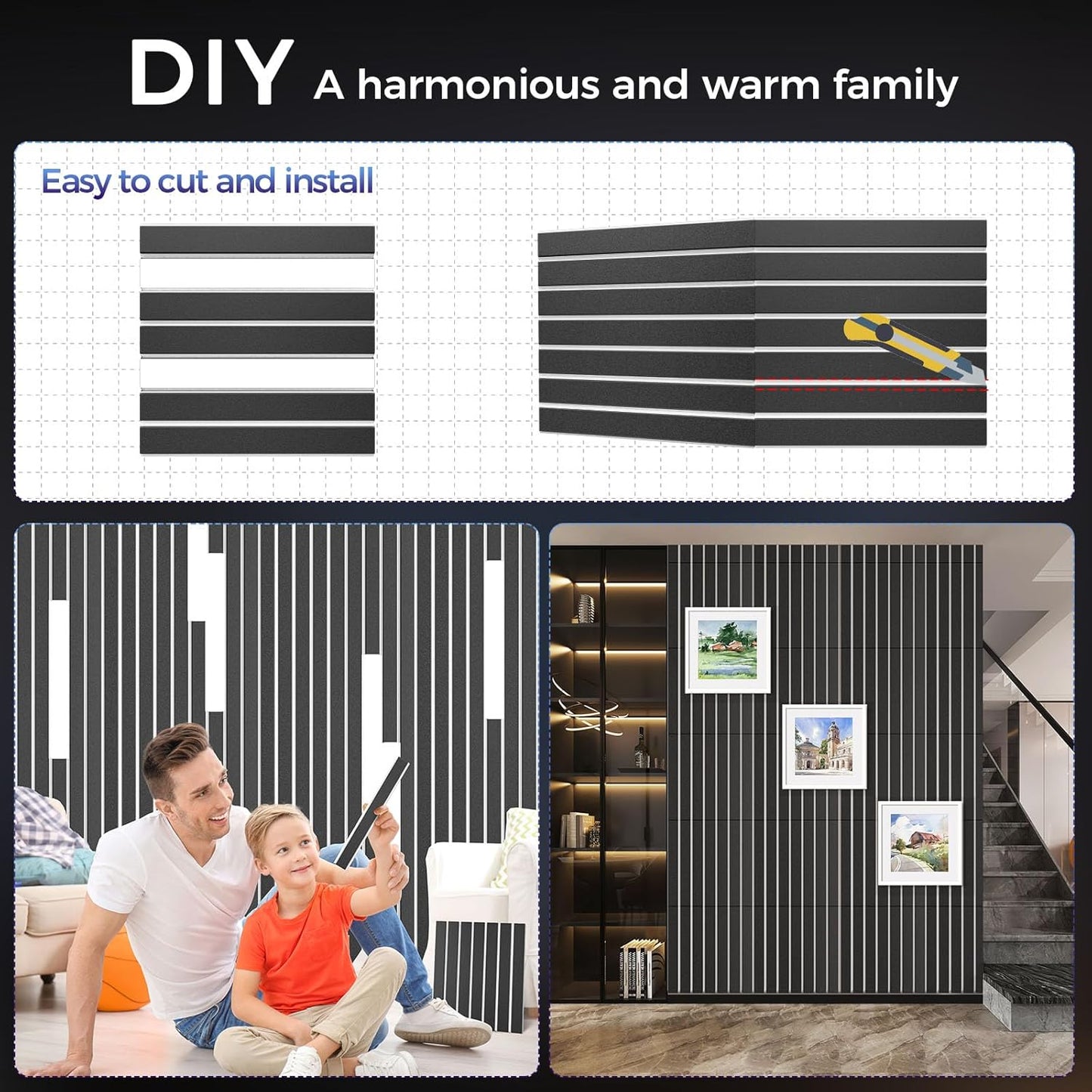 6 Pack 2-Layer Fold Soundproof Wall Panels, 24 x 12 x 0.43 in Large Sound Proof Foam Panels for Walls, 0.9lb/ft³ High Density, 3D Acoustic Panels,Artistic Noise Dampening Panels White&Black