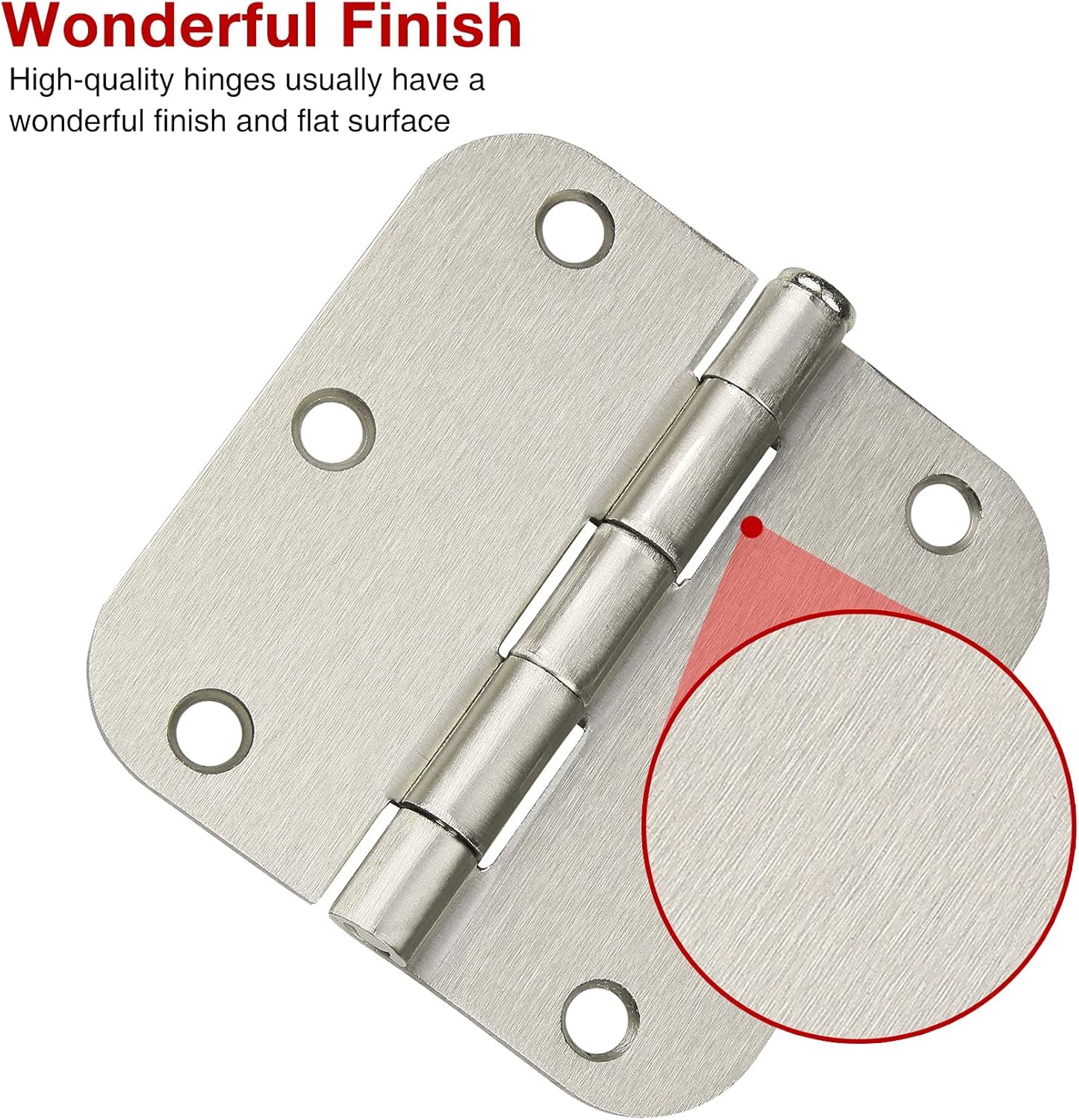 36 Pack Rounded Brushed Nickel Door Hinges 3.5 Inch x 3 ½" 5/8" Radius 3 1/2" Satin Hinge Flat Bifold Easy Install for Bed Room Pantry Clean Glass Glass French Interior Wood Doors,Table,Hardware