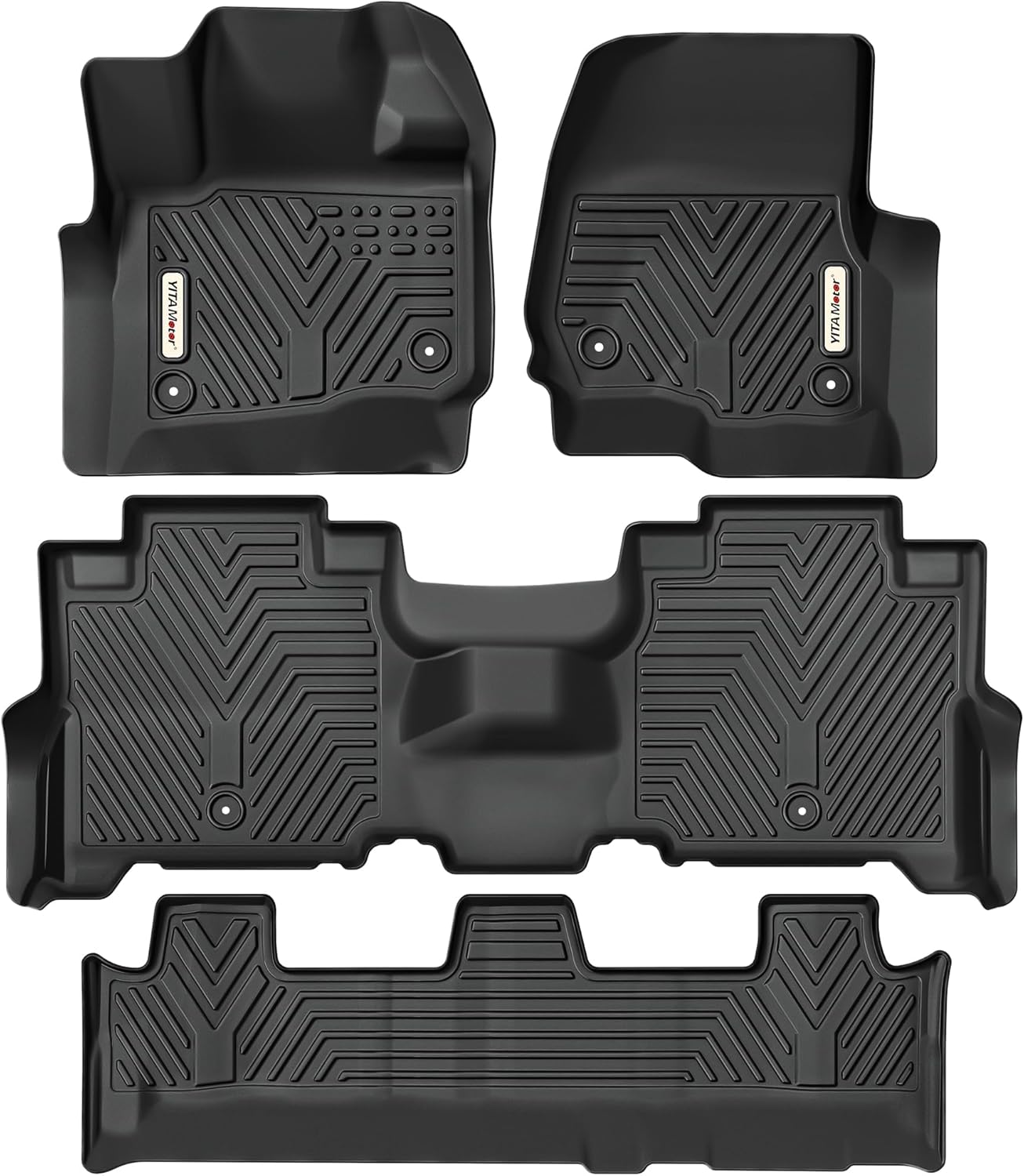 YITAMOTOR Floor Mats Fit for 2018-2025 Ford Expedition/Expedition Max (Only Fit 8 Seats) with 2nd Row Bench Seat, All-Weather Custom Fit Front 1st & 2nd 3rd Seat Black Floor Liner Set