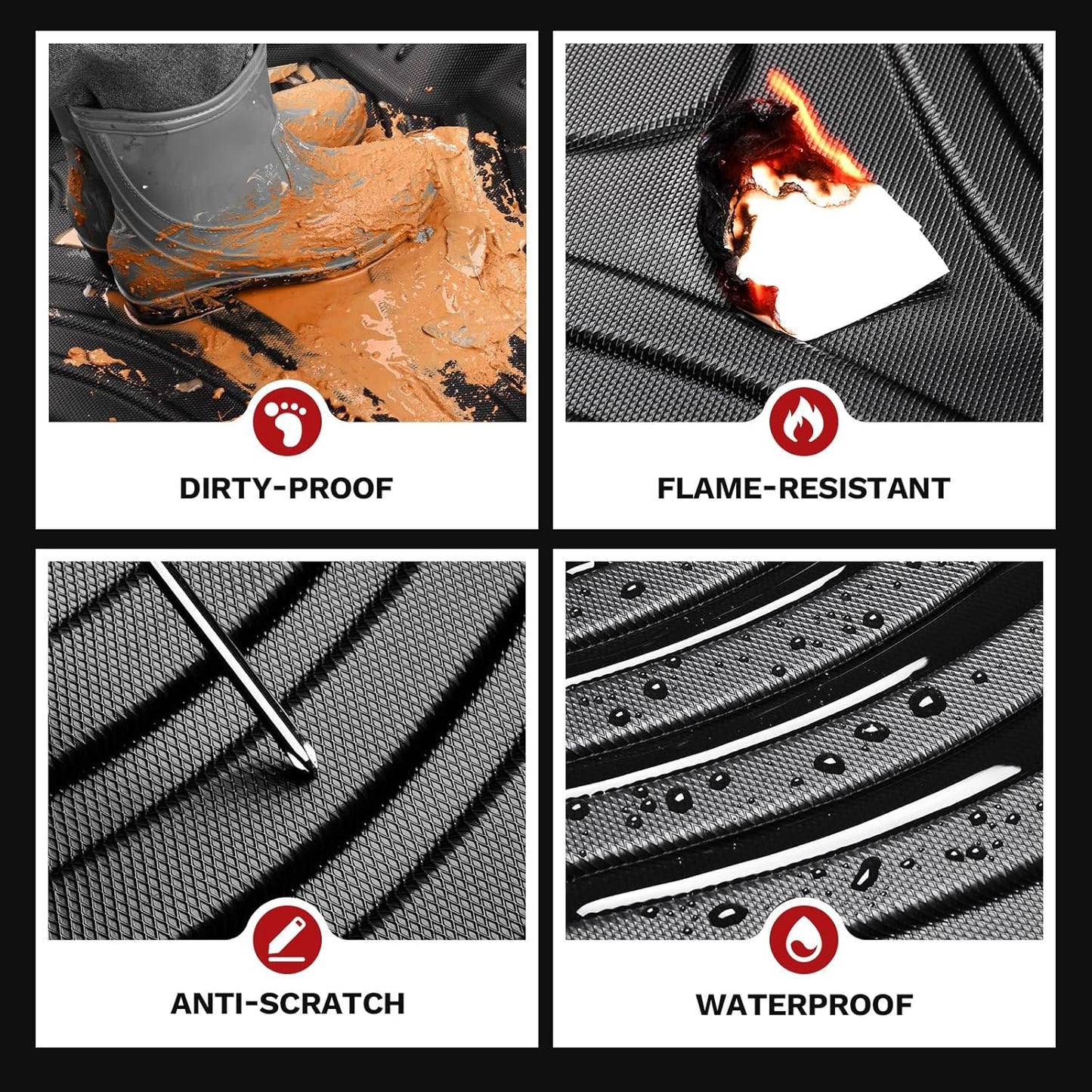 Powerty Floor Mats for Honda CR-V 2023 2024 2025(Include Hybrid) Accessories All Weather Car Floor Mats, 3D TPE Anti-Slip Liners for Car, 1st & 2nd Row Black