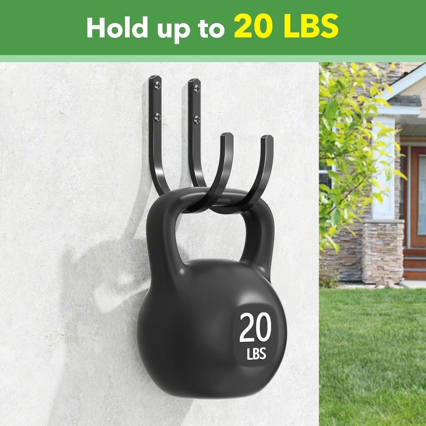 Garden Hose Holder Wall Mount - Aluminum Hose Hanger for Outside, Durable Wall-Mounted Hooks for Garden & Outdoor Use（2 Hooks）