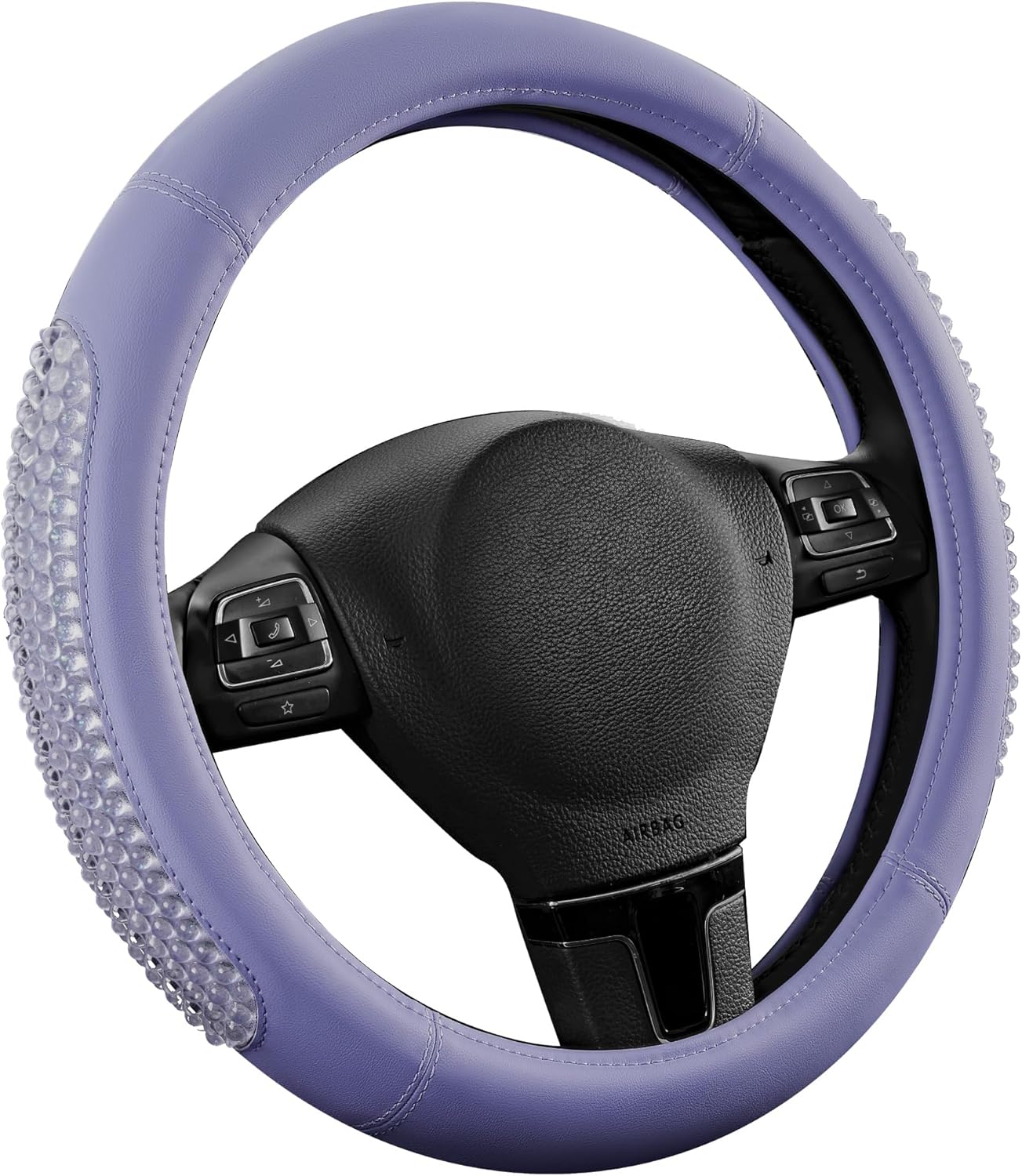 PIC AUTO Gel Particles Steering Wheel Cover, Purple Luxury Leather Car Steering Wheel Protector, Universal Fit 14.5"-15.5" Anti-Slip Car Interior Accessories for Girls & Women