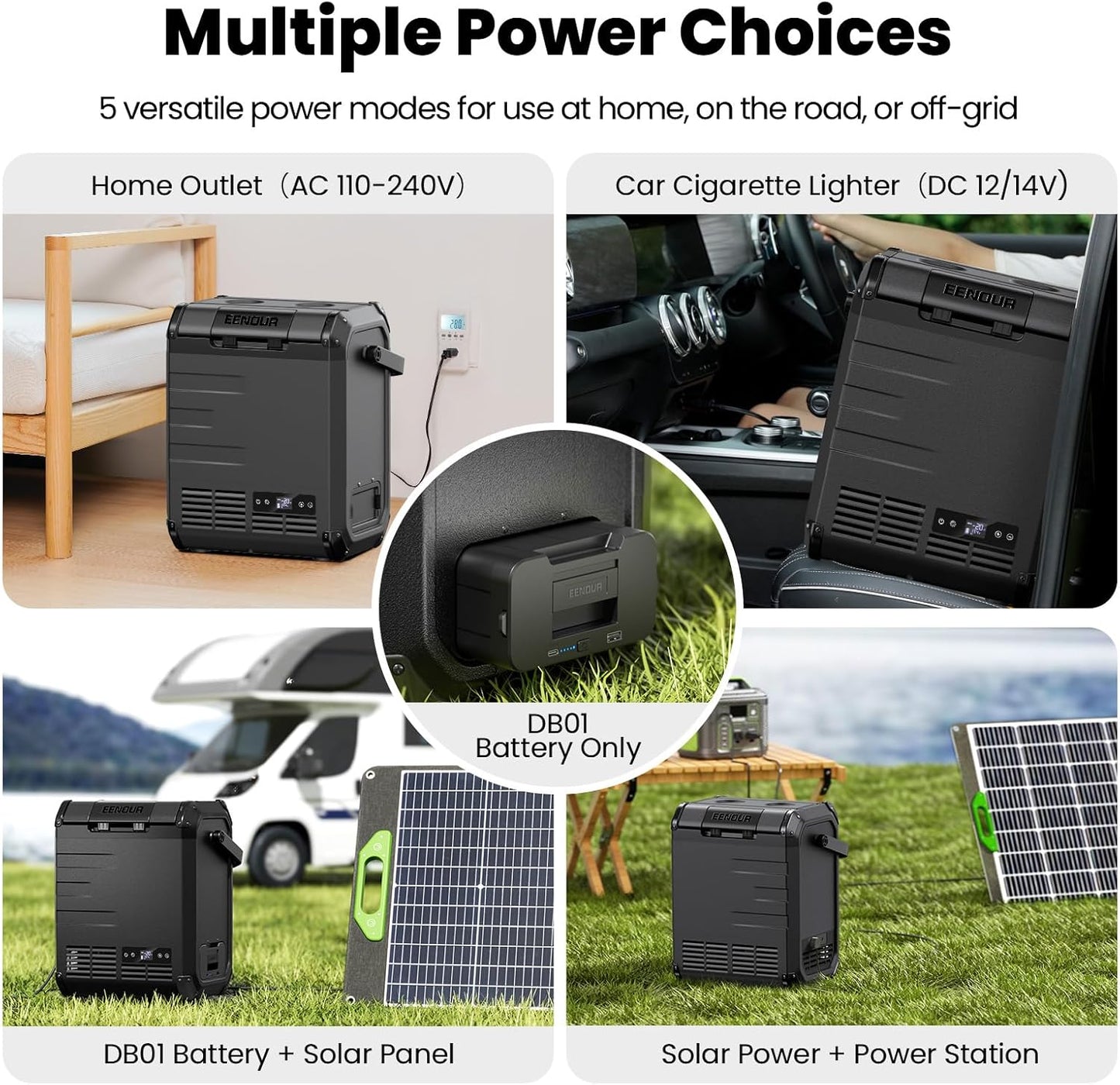 EENOUR D10 12 Volt Car Refrigerator, Portable Freezer 10.6Qt/10L, Compressor Electric Cooler, -4~50℉, 12/24V DC, 110~240V AC, 12V Fridge for Camping, Road Trips, RV, Truck (Battery Included) - Black