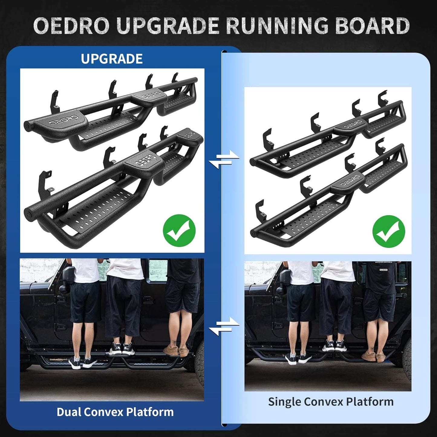 OEDRO Running Boards Compatible with 2019-2025 Chevy Silverado/GMC Sierra 1500, 2020-2025 2500HD 3500HD Crew Cab(Excl. 2019 1500 LD/Limited), Bolt-on Side Steps Steel Nerf Bars