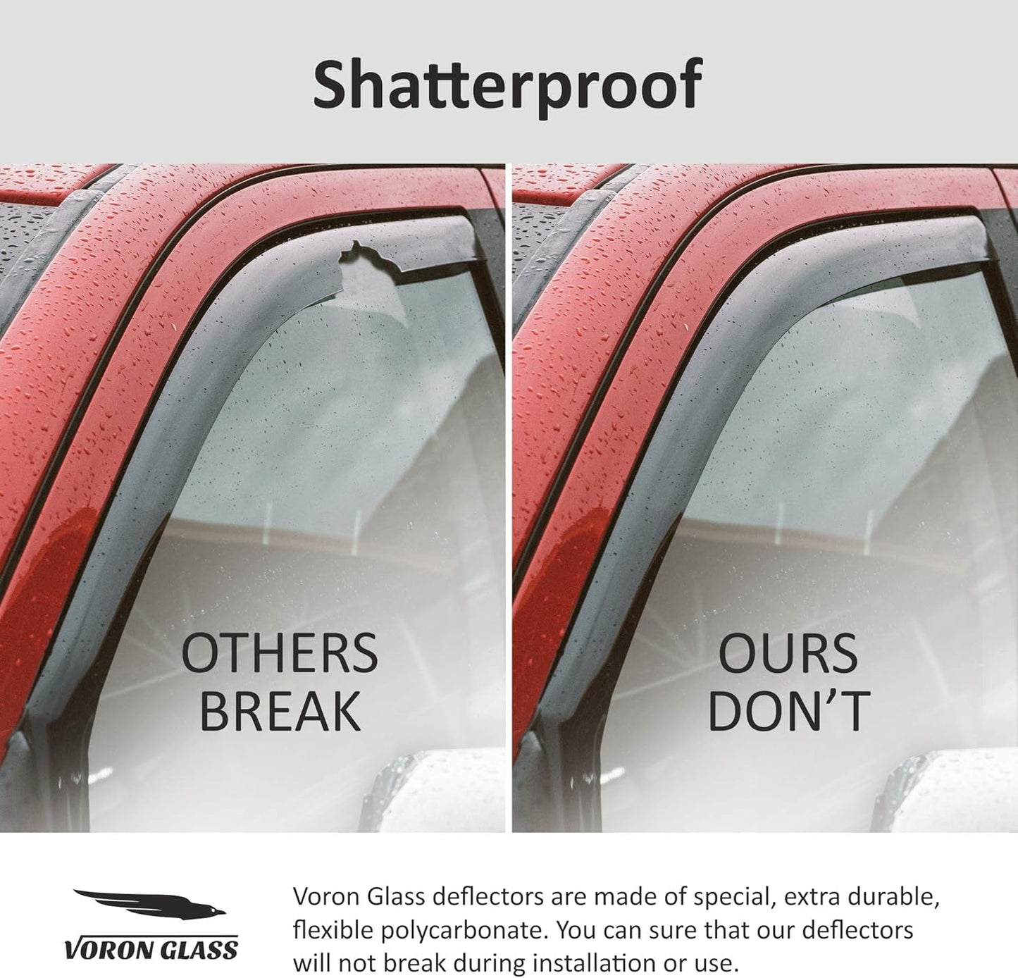 Voron Glass in-Channel Extra Durable Rain Guards for Chevrolet (Chevy) Silverado 2500HD/3500HD 2007-2014 Crew Cab, Window Deflectors, Vent Window Visors, 4 Pieces - 200265