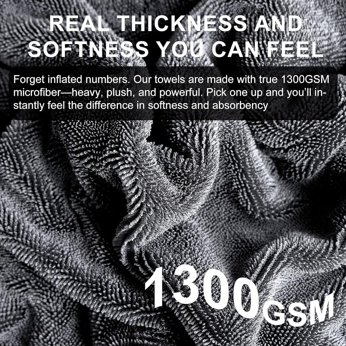 2 Pack XL Car Drying Towel – 1300GSM Ultra Absorbent Microfiber, 24"x36" Large Size, Twisted Loop, Lint-Free & Streak-Free for Auto Detailing, Car, SUV, Truck (Gray-Gray)