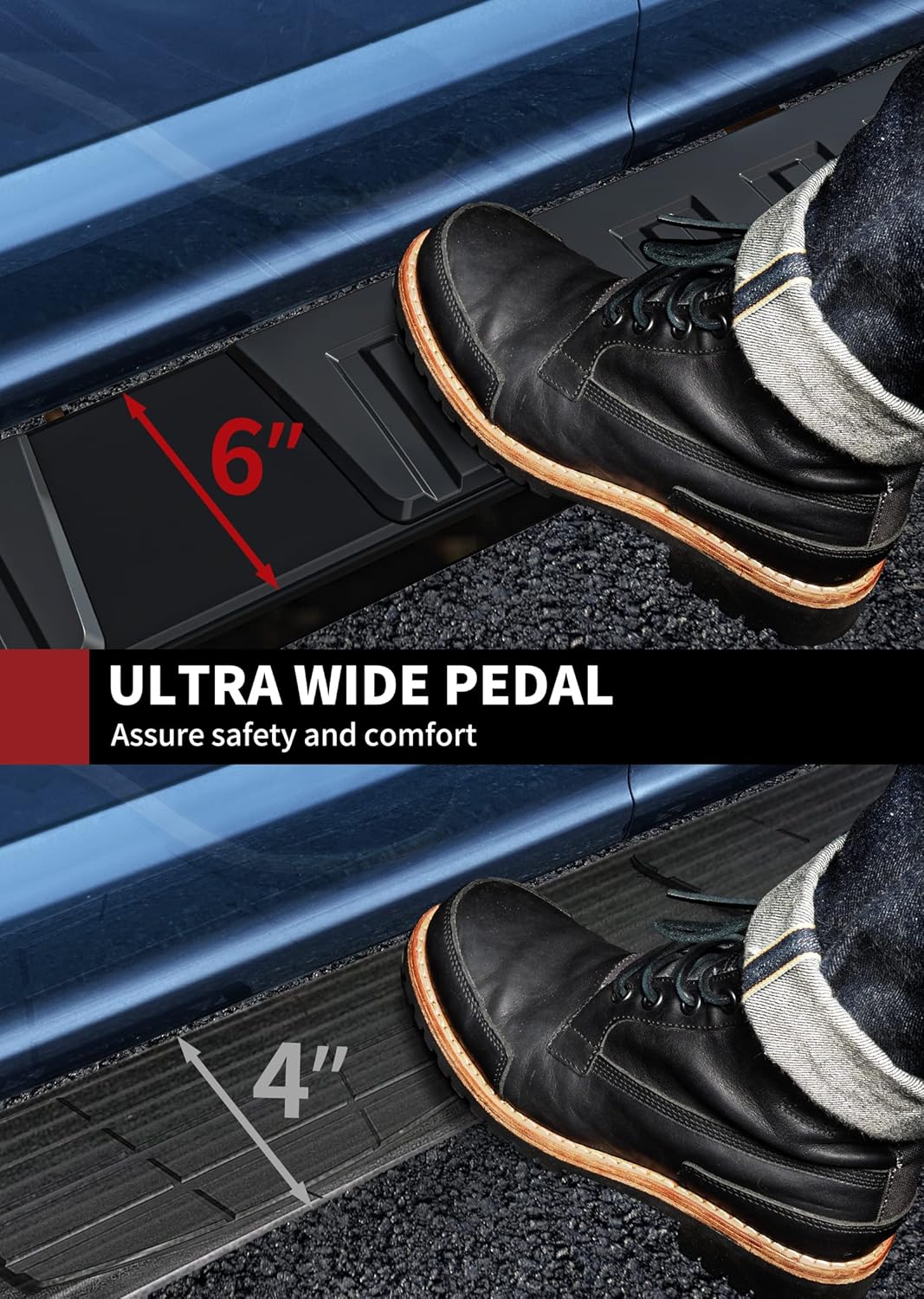 YITAMOTOR Running Boards 6 inches OE Style Aluminum Side Steps, Nerf Bars, Compatible with 2007-2018 Chevy Silverado/GMC Sierra 1500 & 2007-2019 2500HD/3500HD Crew Cab (Gas Engine ONLY), Black